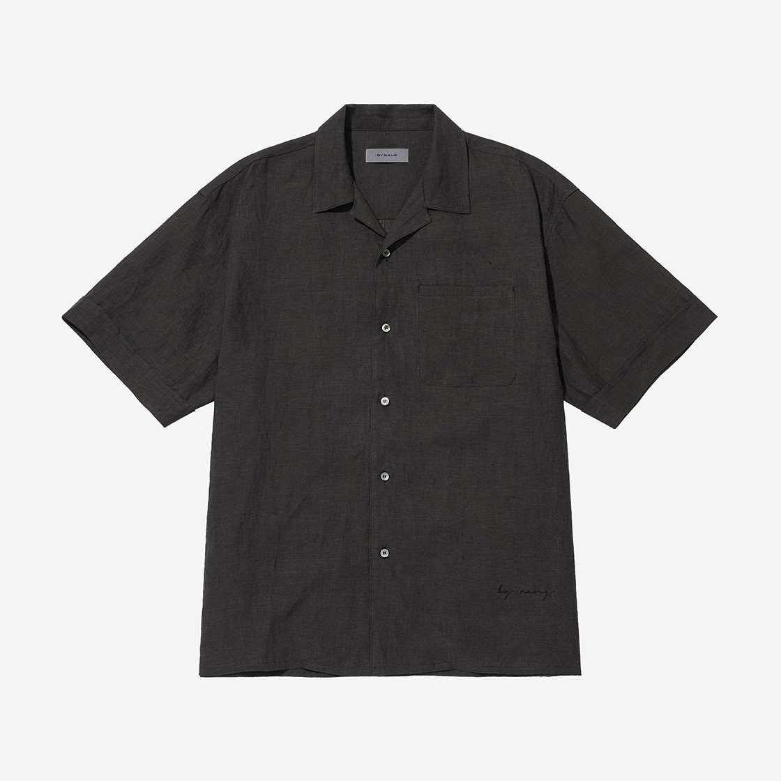 BY RANG Linen Logo Bowling Shirts Black 상세 이미지 1