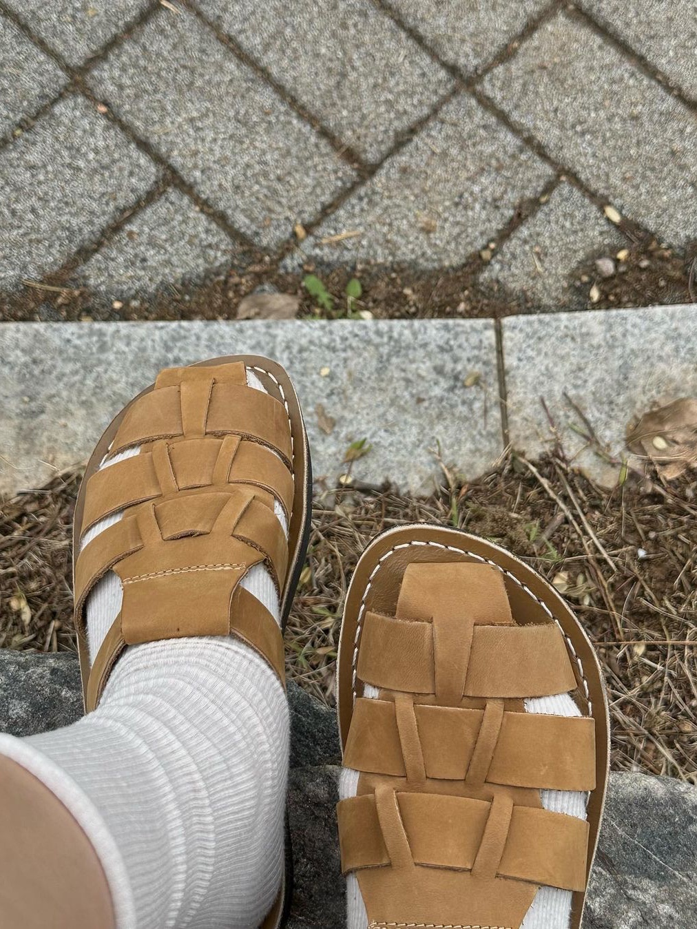 Jerusalem Sandals X Mfg No.1063 Michael Slide Tan Nubuck 착용 스타일 - 2