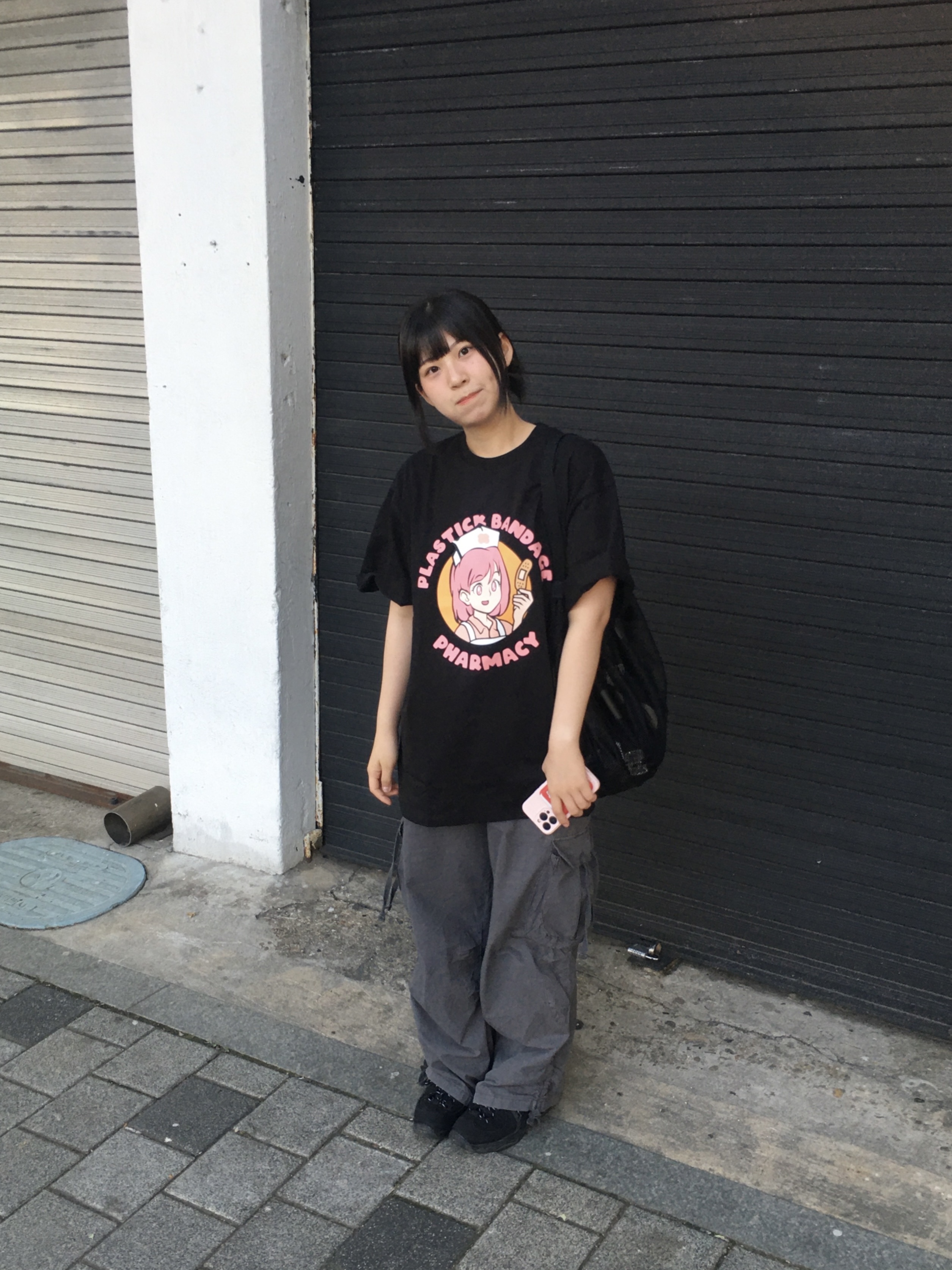 Coyseio Raw Edge Pocket Pants Charcoal, Safarispot Ultimate Dot Mesh Bag Black 착용 스타일 - 1