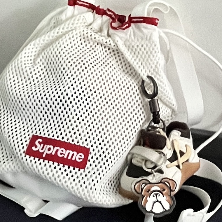 Supreme Mesh Small Backpack White - 23SS, (TD) Jordan x Travis Scott Jumpman Jack TR Sail and Dark Mocha 착용 스타일