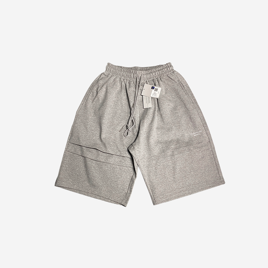 Undermycar Mu.50 Anti Fxxking Logo Play Double Tuck Bonded Sweat Shorts Melange Gray 상세 이미지 1