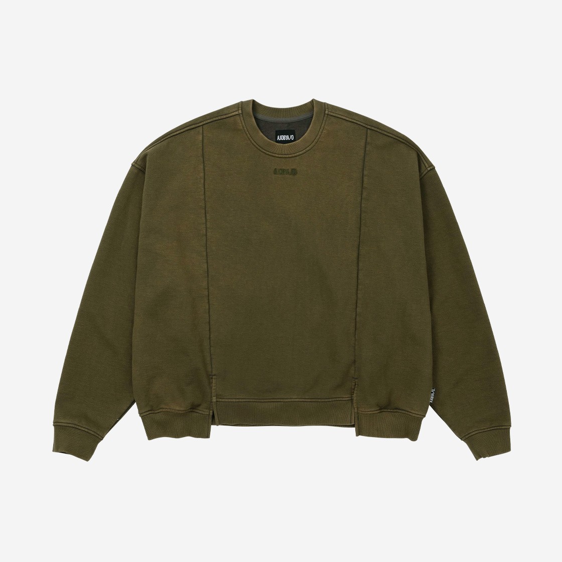 Ajobyajo Twofold Wide Washed Sweatshirt Khaki 상세 이미지 1