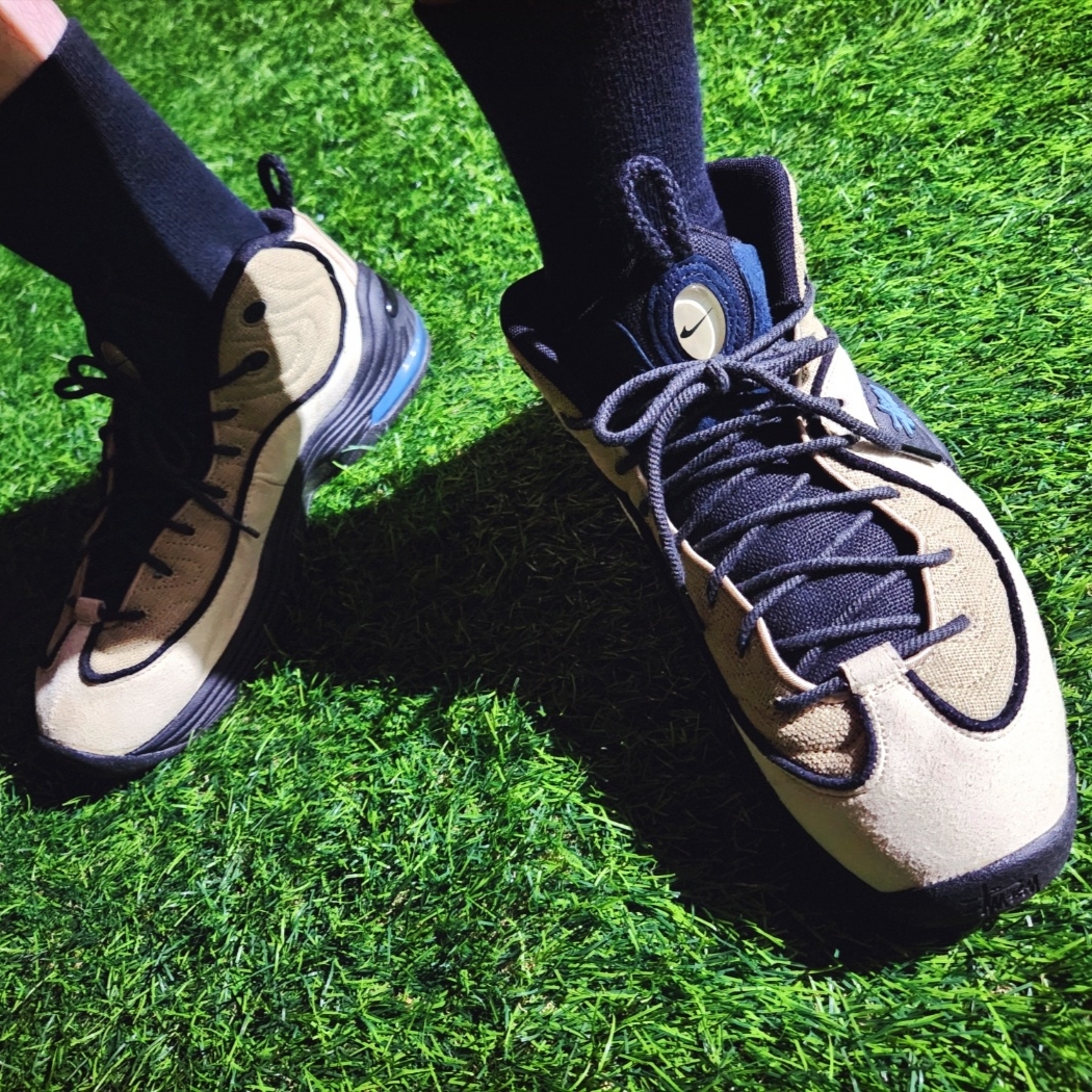 Nike x Stussy Air Penny II Rattan and Limestone 착용 스타일 - 4