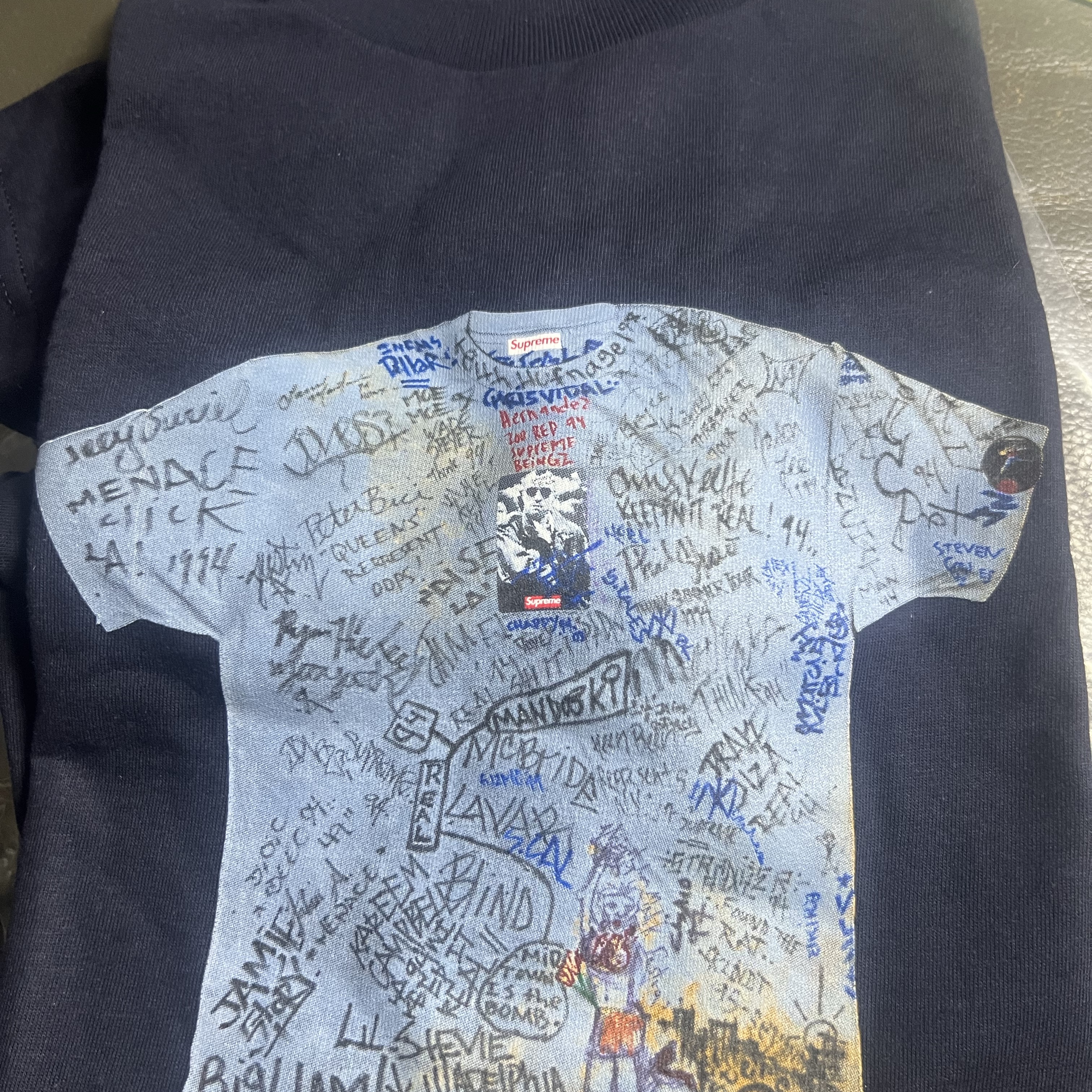 Supreme First T-Shirt Navy - 24SS 착용 스타일 - 1