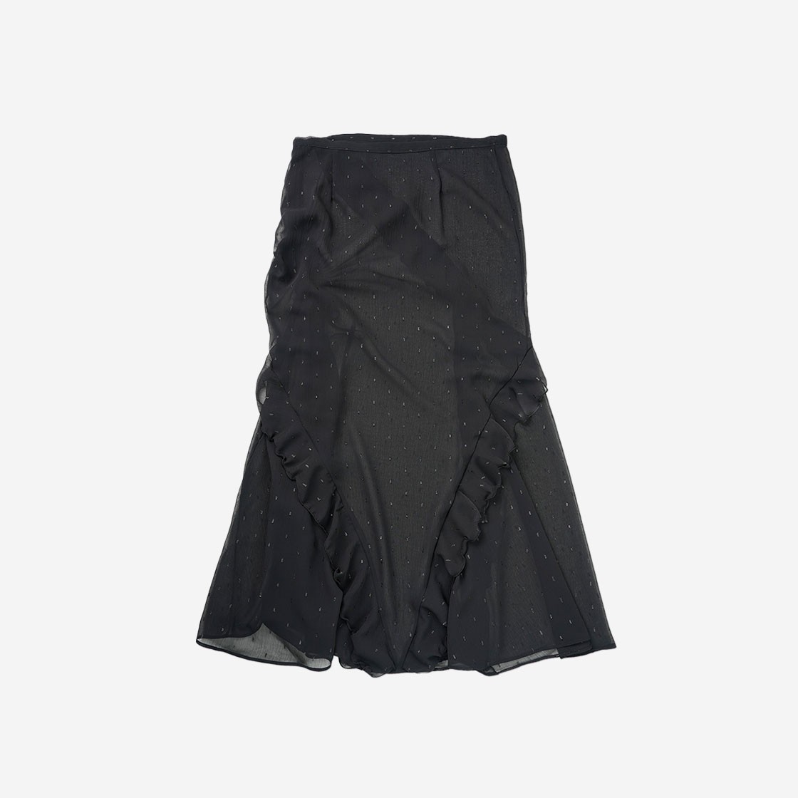 [KREAM 단독] Elfelfelf Archives Silhouette Ruffle Maxi Skirt Black 상세 이미지 2