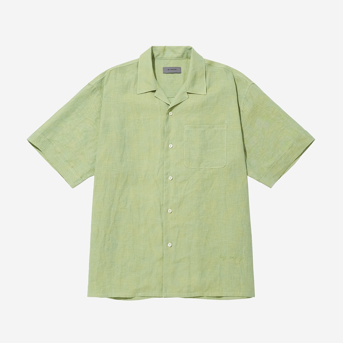 BY RANG Linen Logo Bowling Shirts Lime 상세 이미지 1