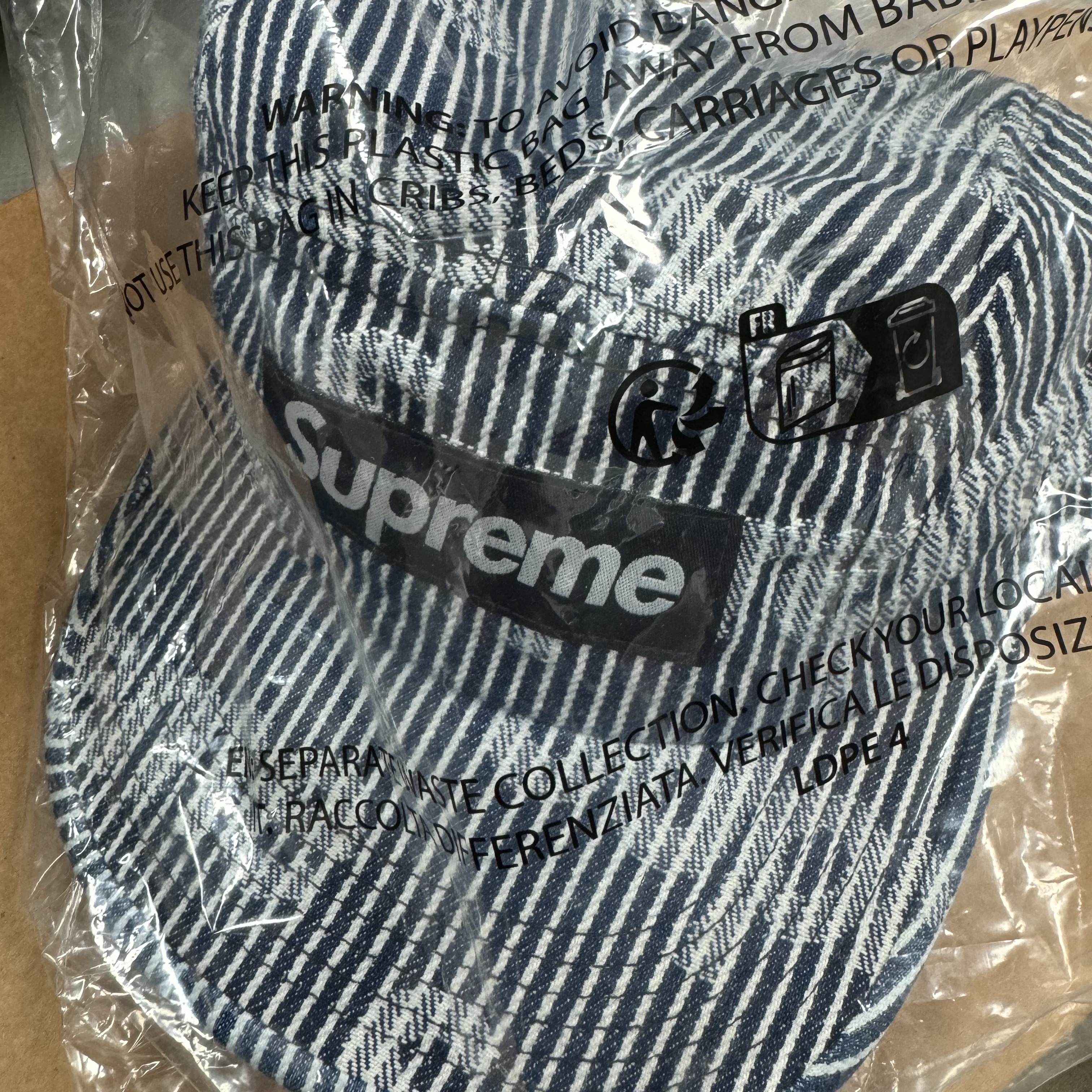 Supreme Denim Camp Cap Stripe - 24SS 착용 스타일