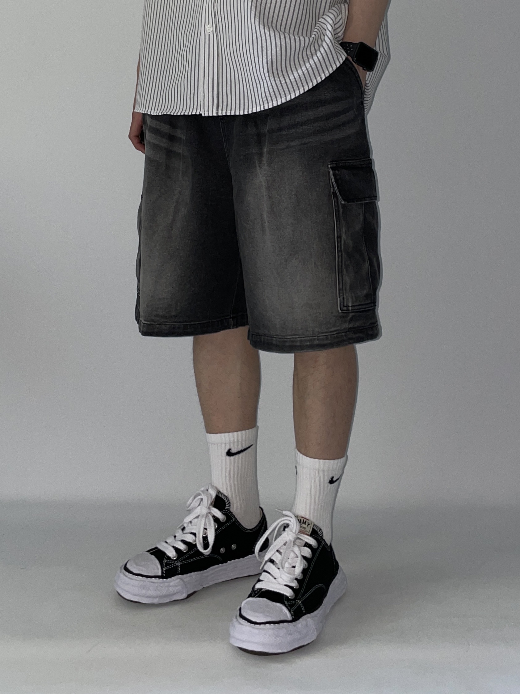 Maison Mihara Yasuhiro Peterson23 OG Sole Canvas Low-top Sneakers Black 착용 스타일 - 3