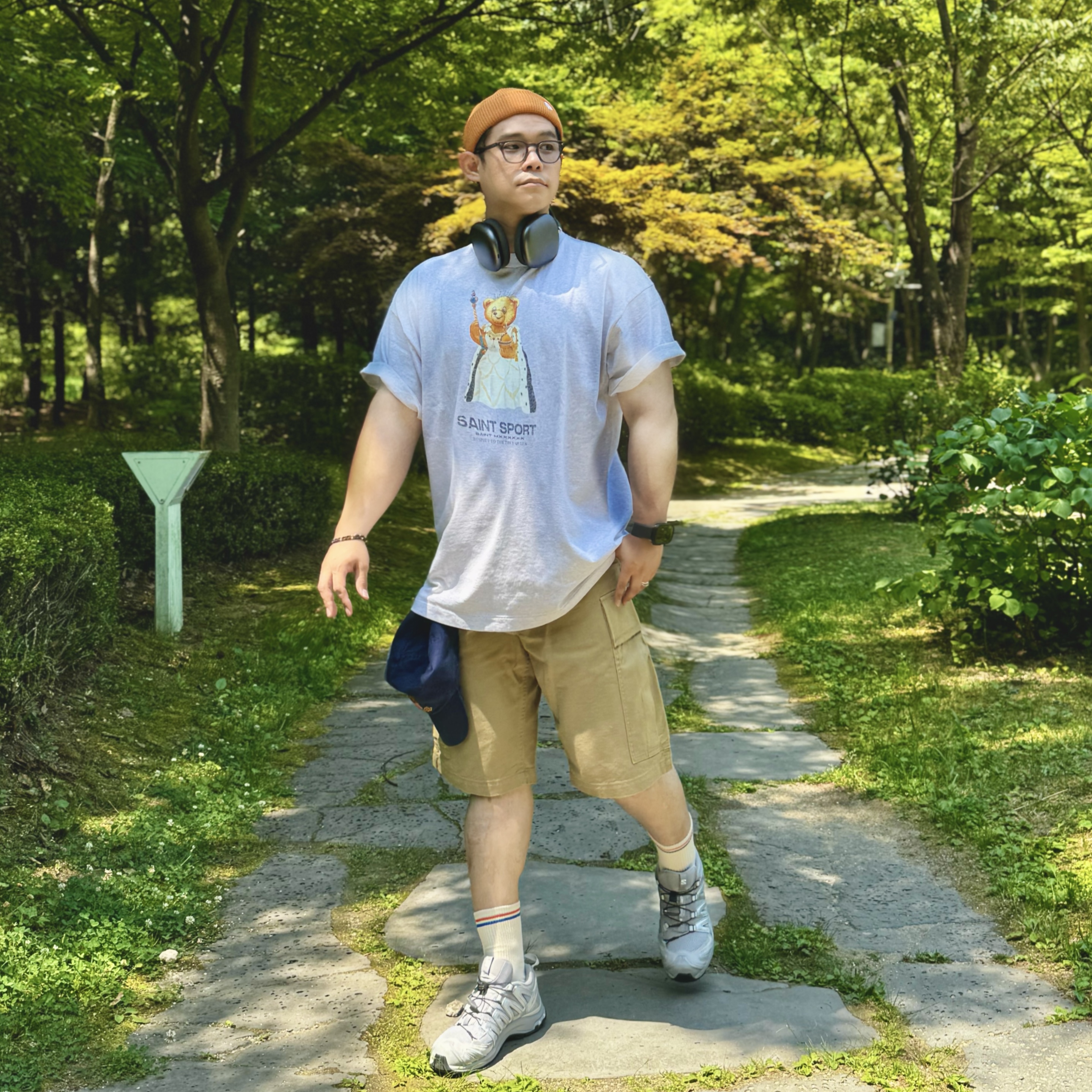 Saint Mxxxxxx True Queen S/S T-Shirt Gray, Salomon XA Pro 3D Alloy Silver 착용 스타일 - 2
