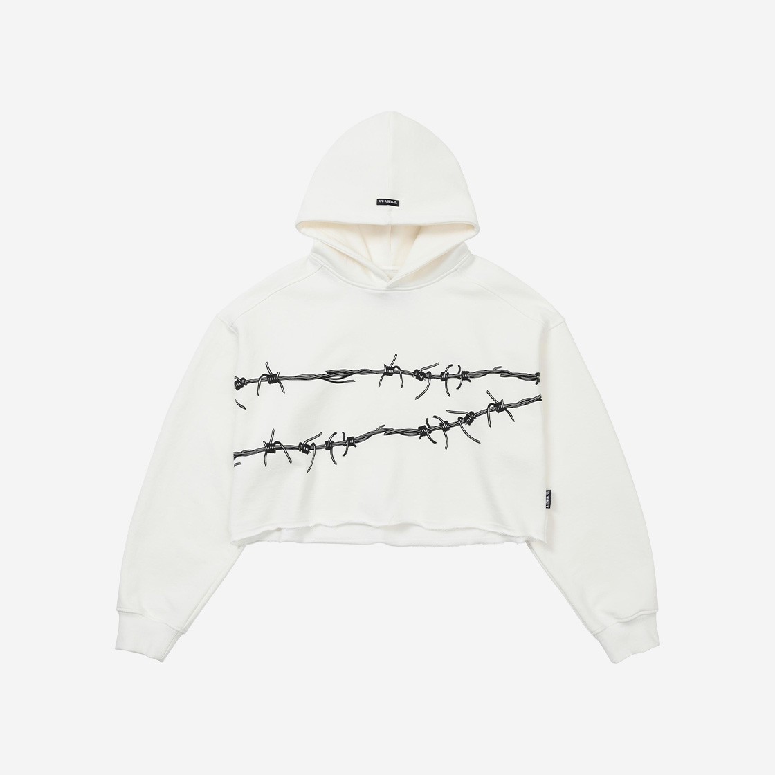 Ajobyajo Barbed Wire Cropped Hoodie White 상세 이미지 1