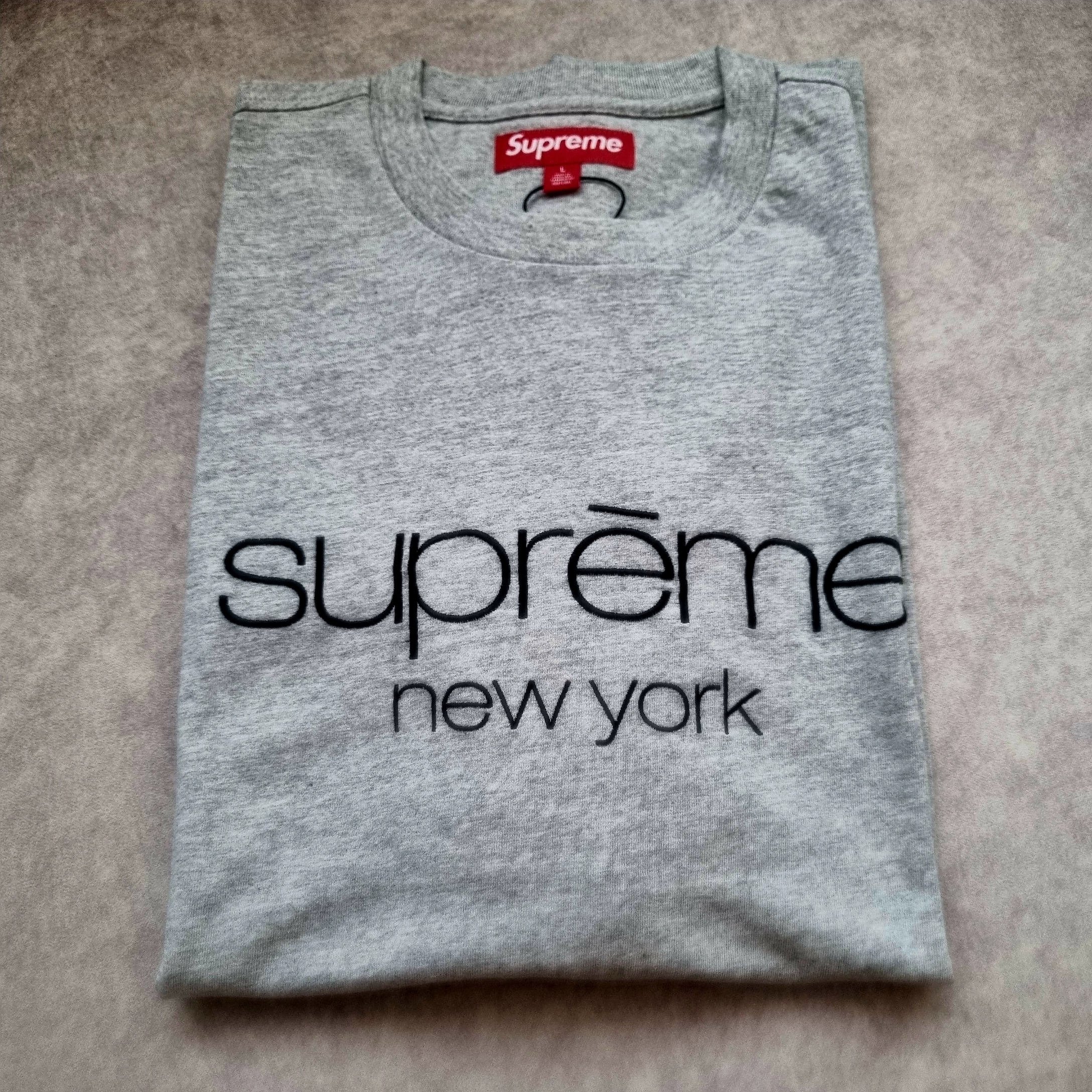 Supreme Classic Logo S/S Top Heather Grey - 23FW 착용 스타일