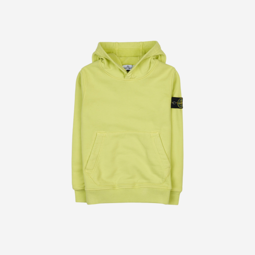 (Kids) Stone Island 61620 Garment Dyed Cotton Fleece Hooded Sweatshirt Lemon - 23FW