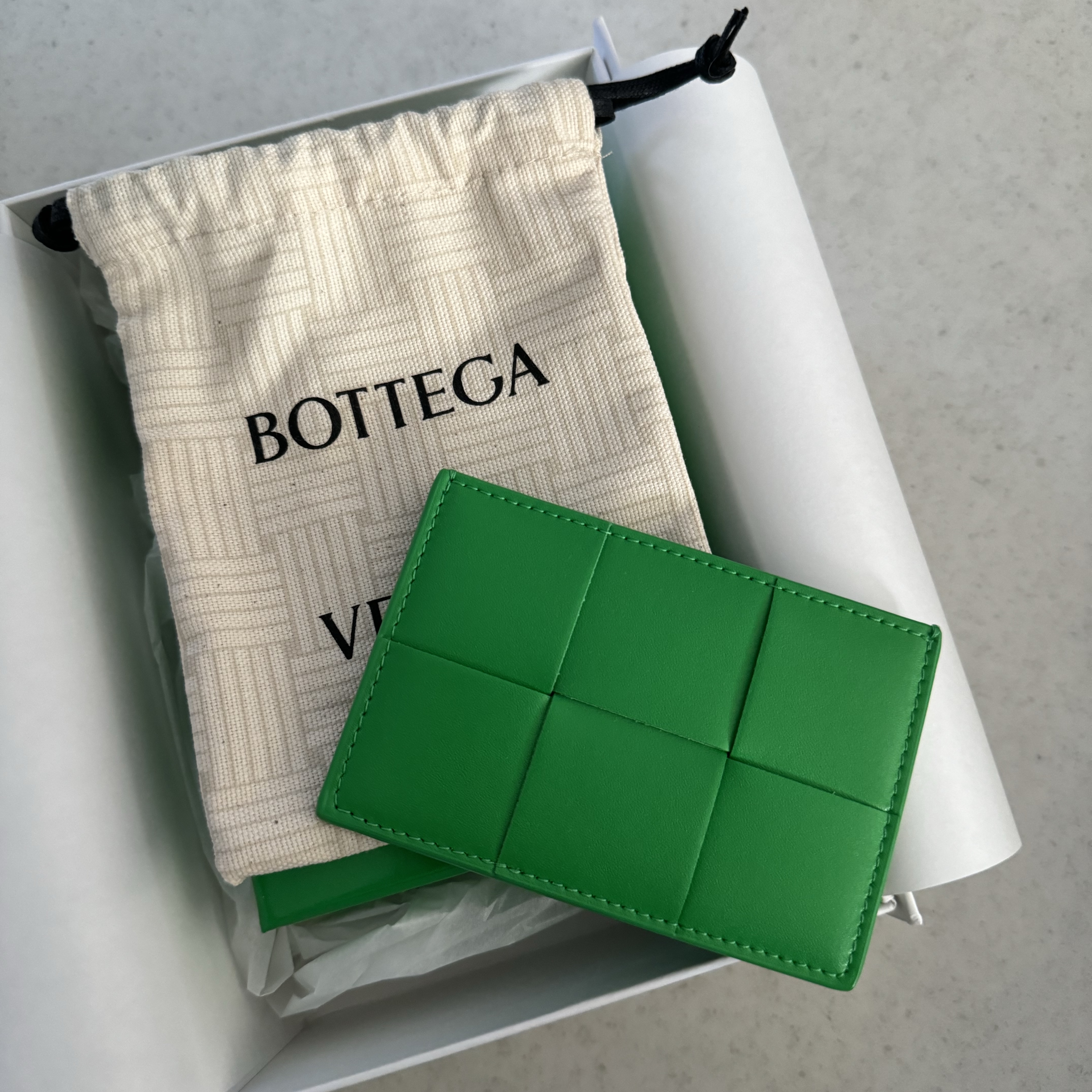Bottega Veneta Credit Card Case Lambskin & Calfskin Parakeet 착용 스타일