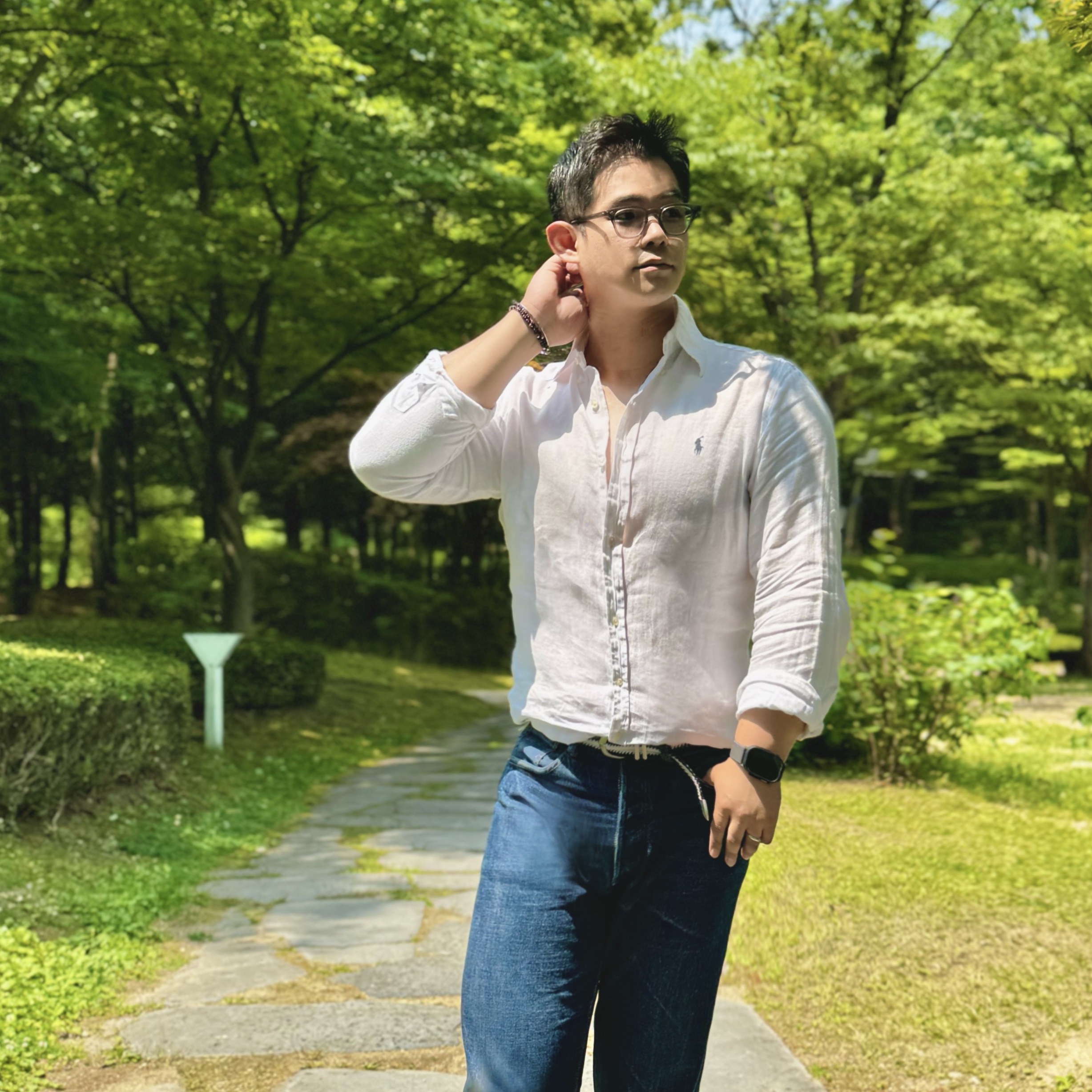 Warehouse & Co. Lot 2nd-Hand 1100 Pants Used Wash Medium Indigo, Apple Watch Ultra 2 49mm Titanium Case with Trail Loop M/L Blue Black (Korean Ver.) 착용 스타일 - 3