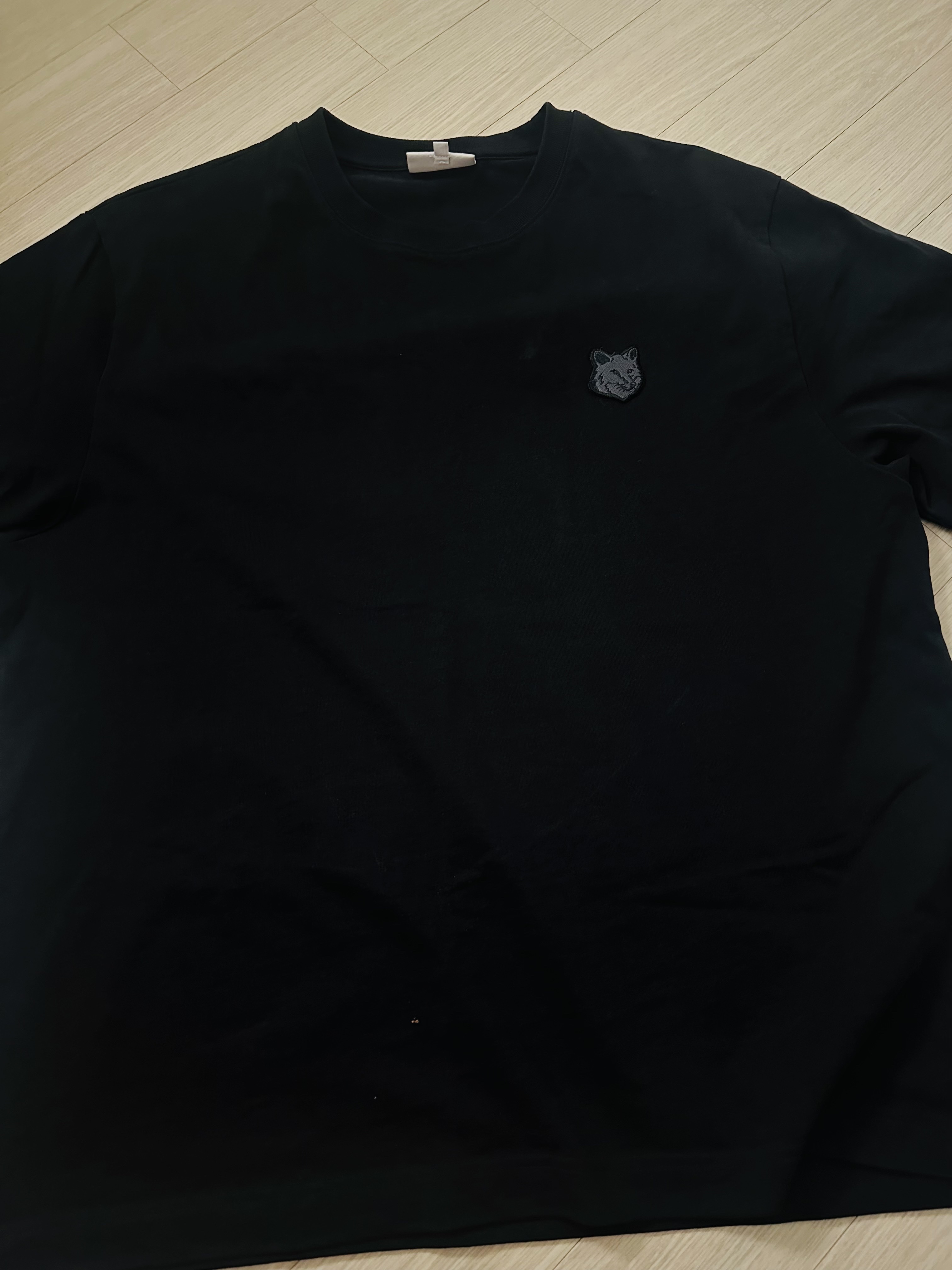 Maison Kitsune Bold Fox Head Patch Comfort T-Shirt Black 착용 스타일