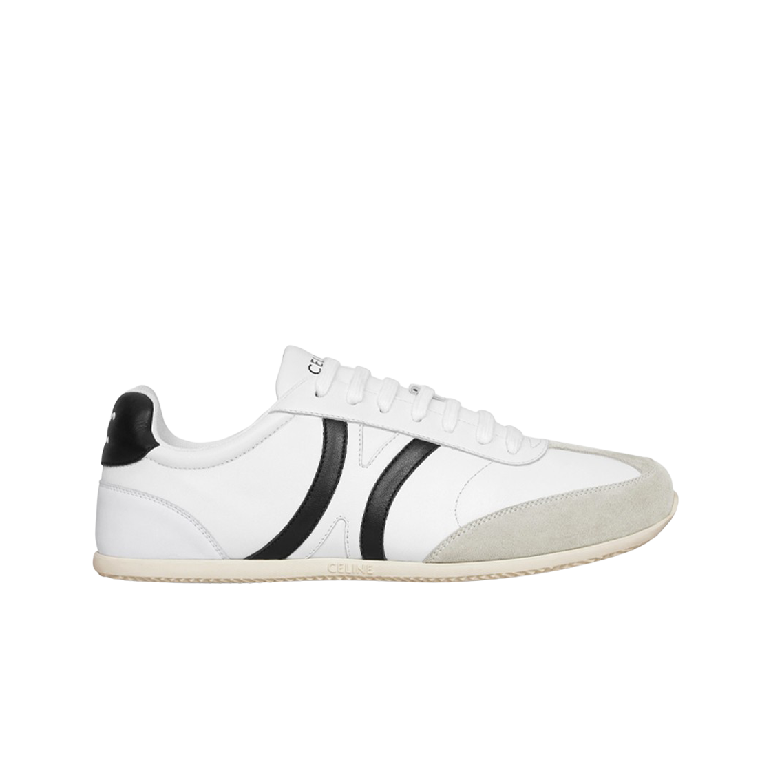 359273941C-00AW (W) Celine Jogger Low Lace Up Sneaker in Calfskin Suede Calfskin Optic White Grey Black