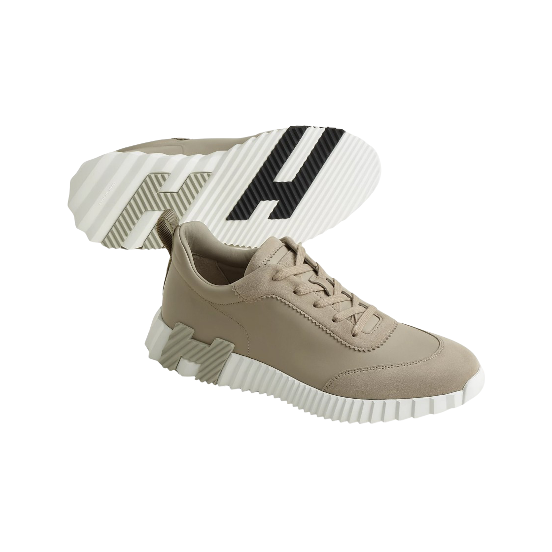 에르메스 바운싱 스니커즈 카프스킨 스웨이드 고트스킨 & 베쥬 에스키스(Hermes Bouncing Sneakers Calfskin Suede Goatskin & Beige Esquisse) - 3