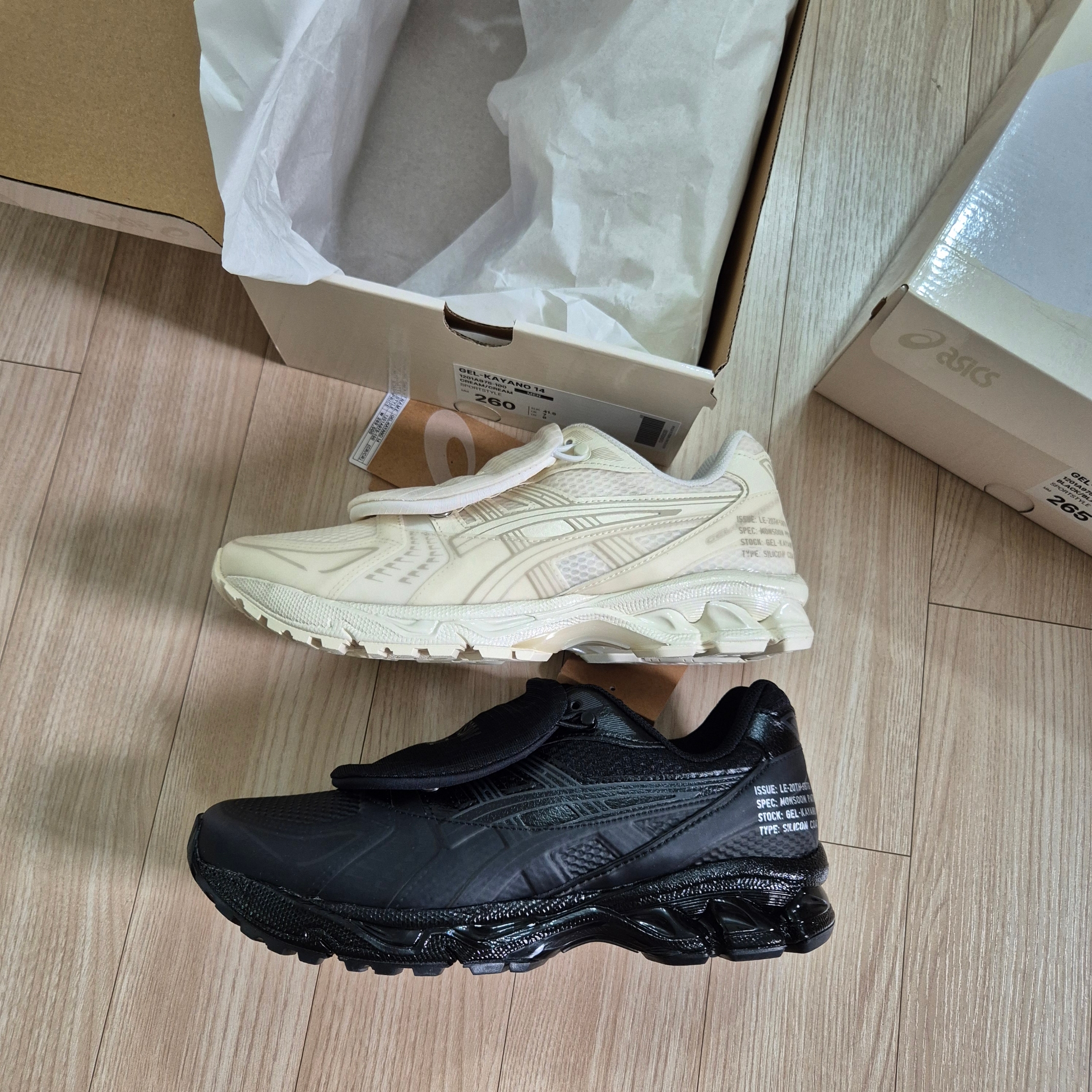 Asics x Limited Edt x SBTG Gel-Kayano 14 Monsoon Patrol Cream, Asics x Limited Edt x SBTG Gel-Kayano 14 Monsoon Patrol Black 착용 스타일 - 1