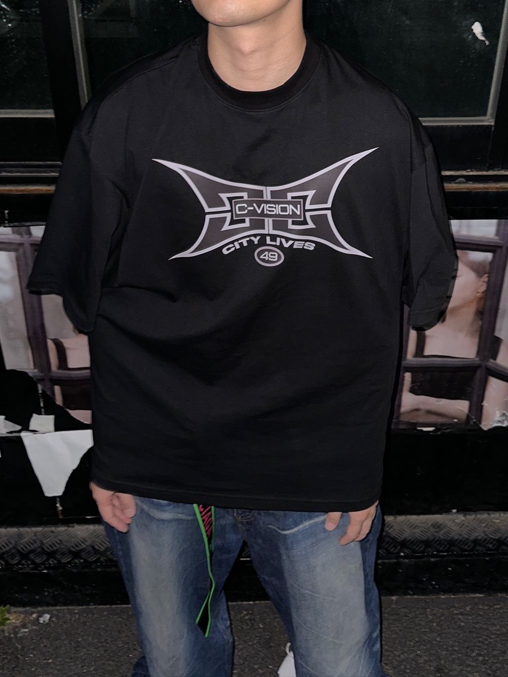 Civision by CSC Core Logo T-Shirt Black, Civision by CSC City Lives 49 T-Shirt Black 착용 스타일 - 3