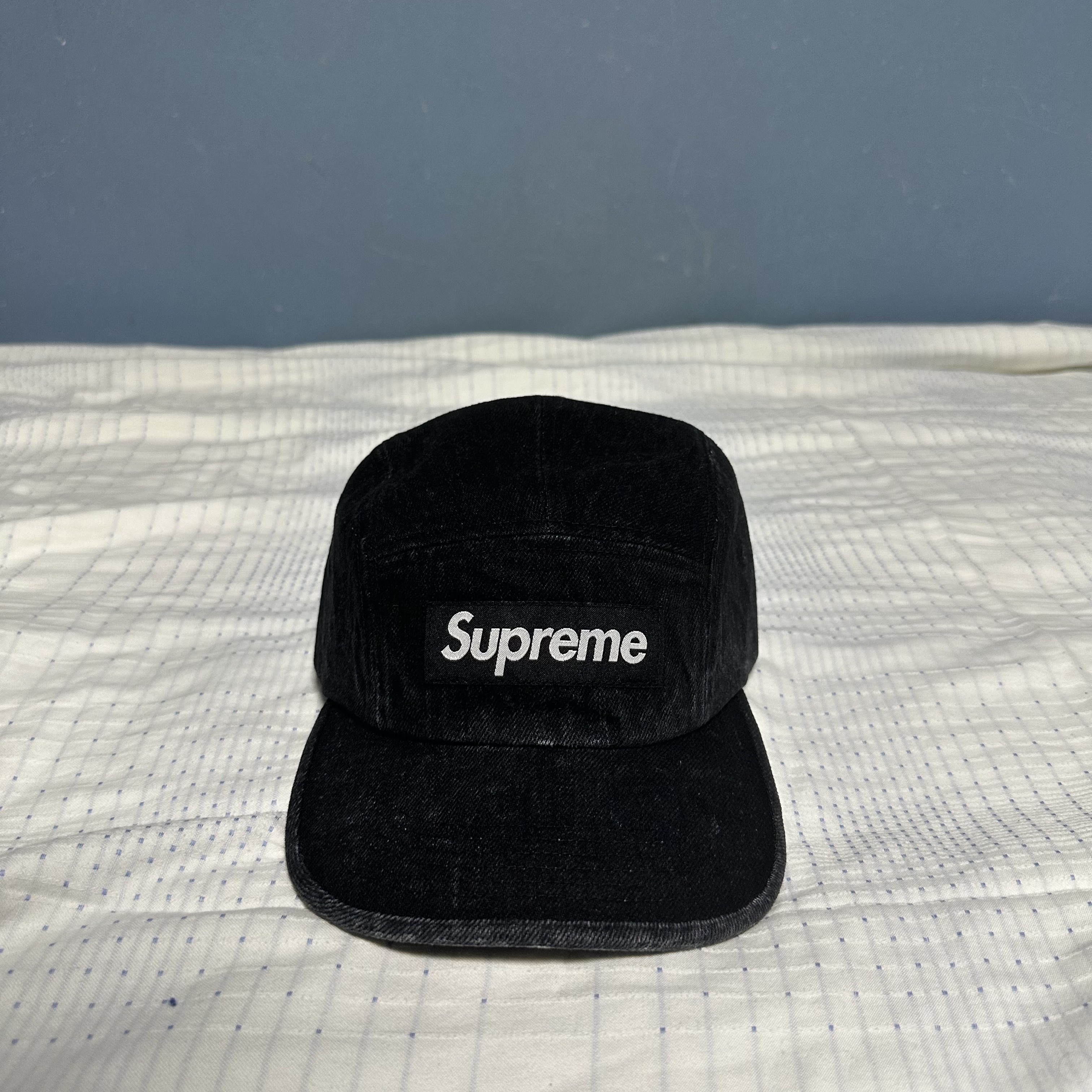 Supreme Denim Camp Cap Black - 24SS 착용 스타일 - 2