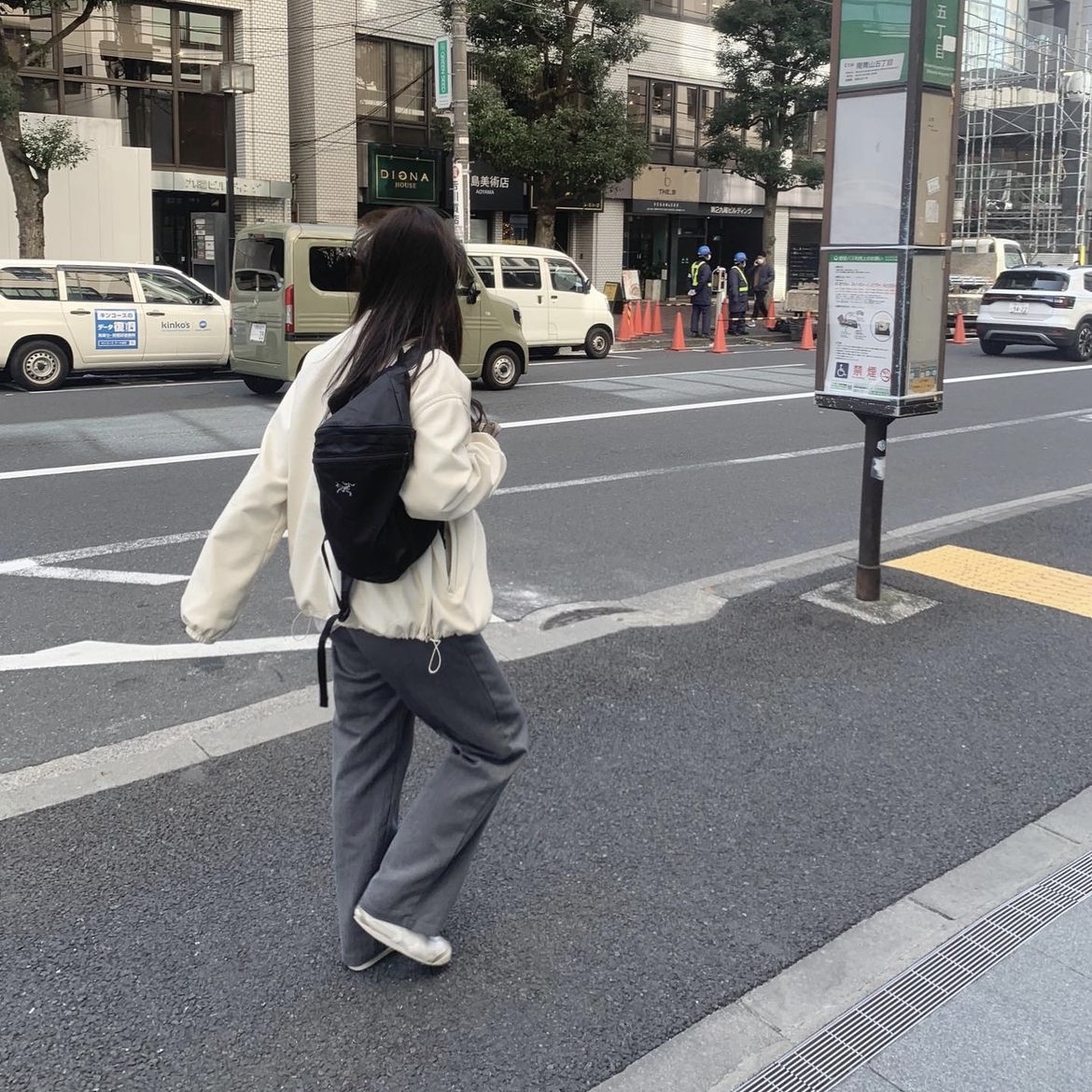 Arc'teryx Heliad 15 Backpack Black, Onitsuka Tiger Mexico 66 White Light Sage 착용 스타일