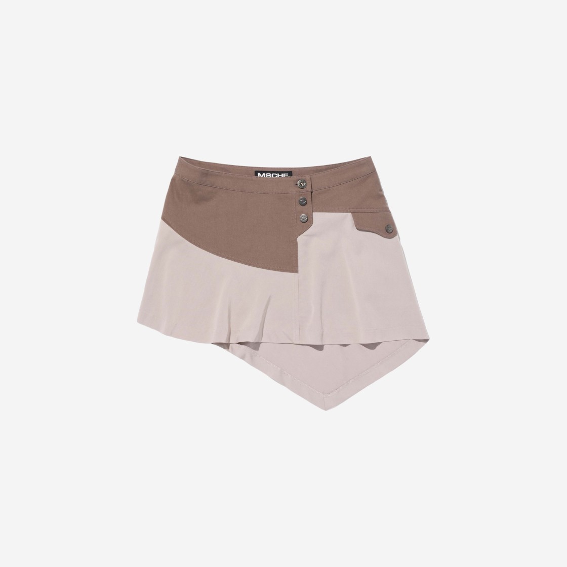 (W) Mischief Asymmetric Two-Tone Mini Skirt Mocha Beige 상세 이미지 1