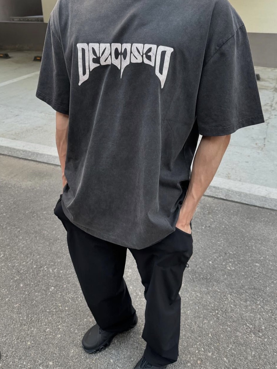 032c Psychic American-Cut T-Shirt Faded Black 착용 스타일 - 1