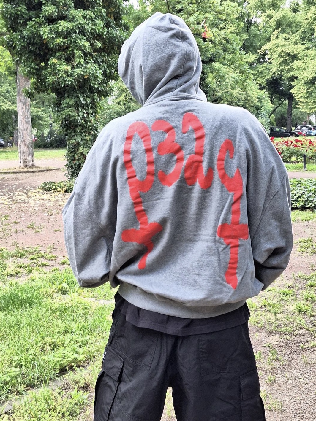 032c Mayhem Bubble Hoodie Grey Melange 착용 스타일 - 2