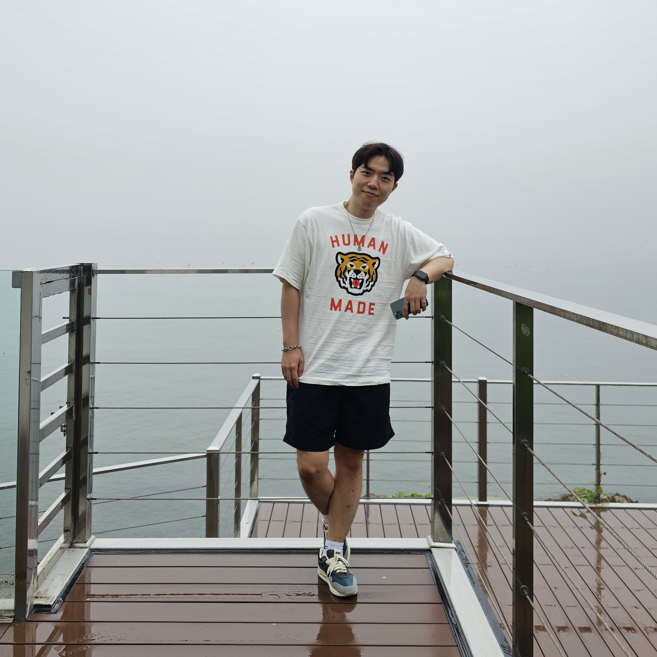Human Made Graphic T-Shirt #05 White, Nike ACG Hiking Shorts Black - Asia 착용 스타일