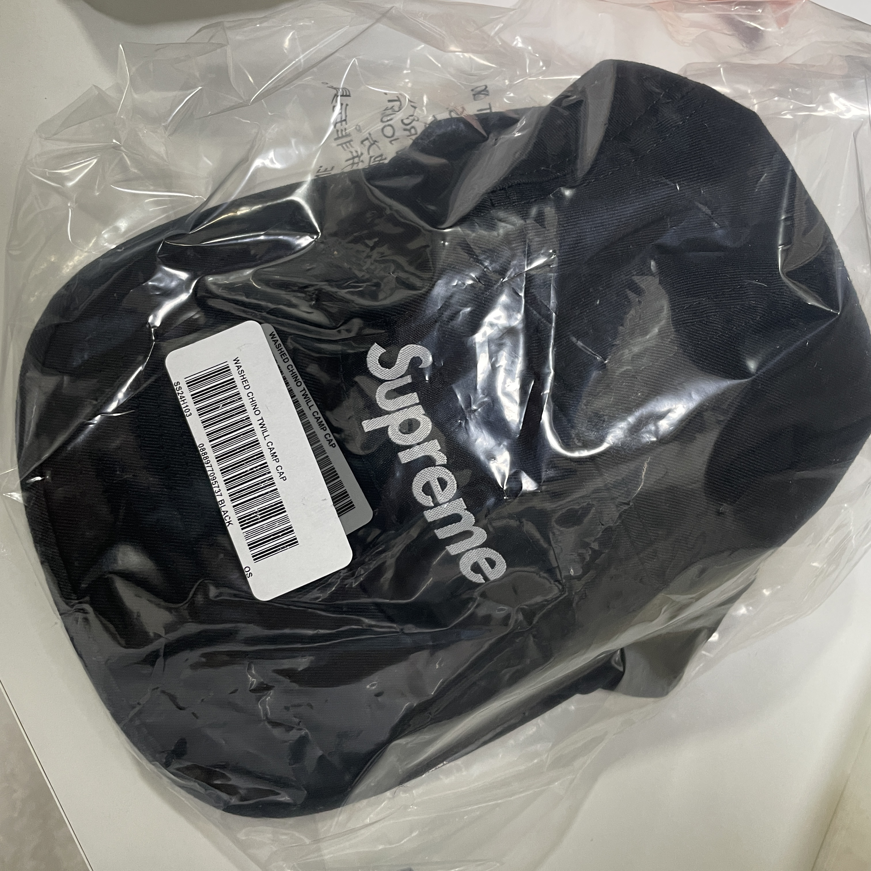 Supreme Washed Chino Twill Camp Cap Black - 24SS 착용 스타일