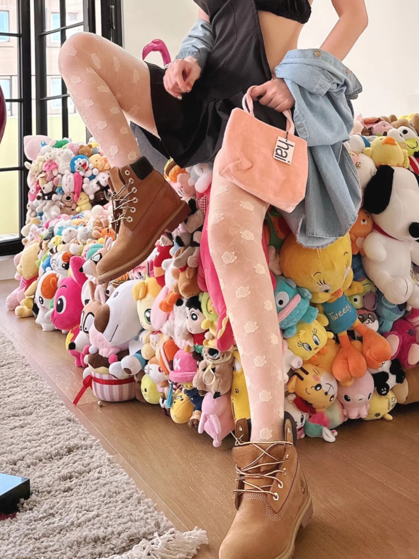 (W) Timberland 6 Inch Premium Waterproof Boot Wheat Nubuck - Wide, Hai Little Velvet Bag Pink 착용 스타일 - 1