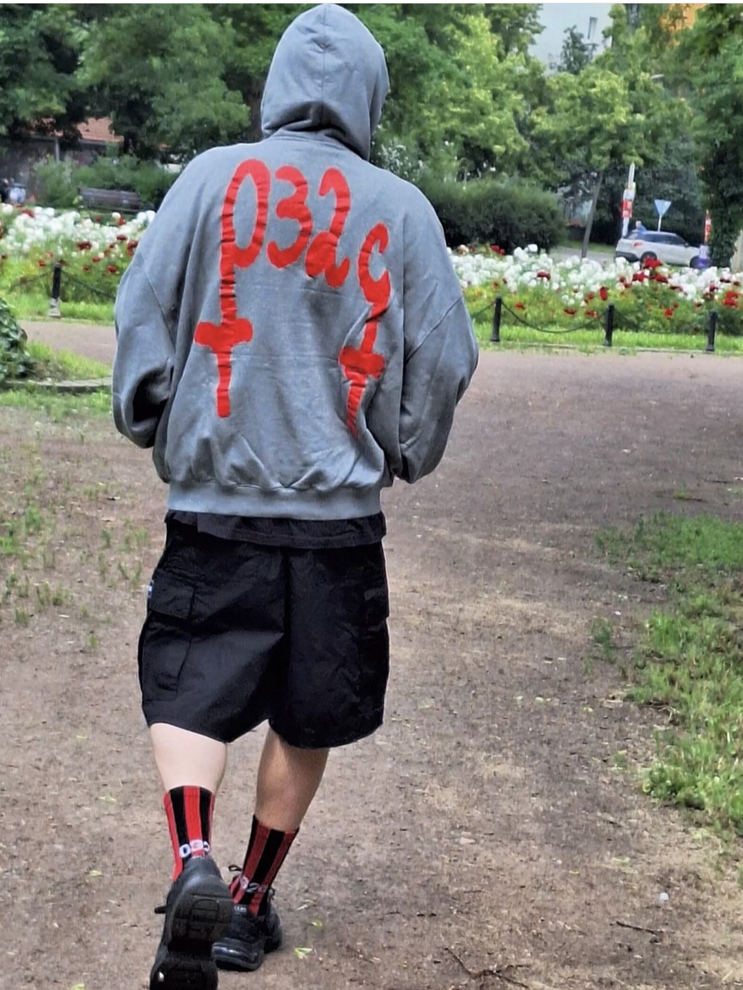 032c Mayhem Bubble Hoodie Grey Melange 착용 스타일 - 1