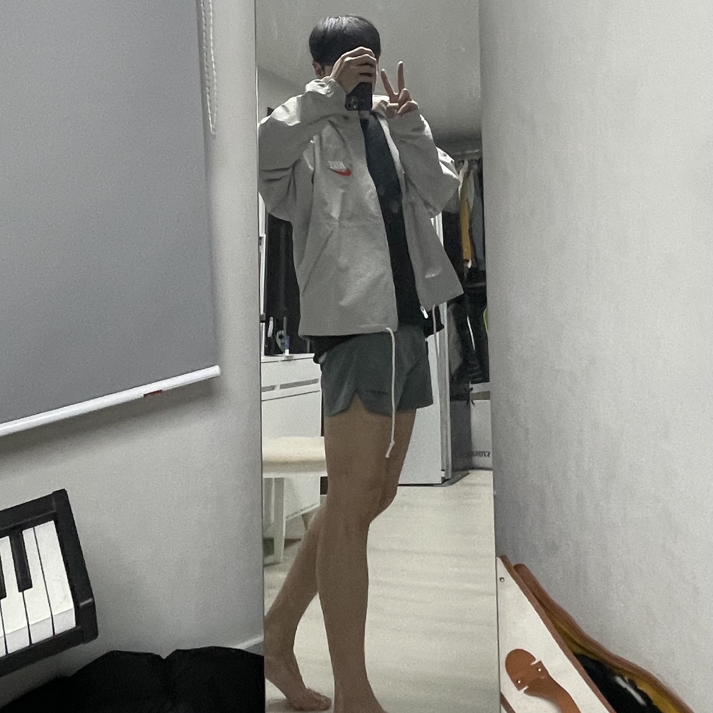 Nike NSW Trend Woven Jacket Light Iron Ore - Asia 착용 스타일