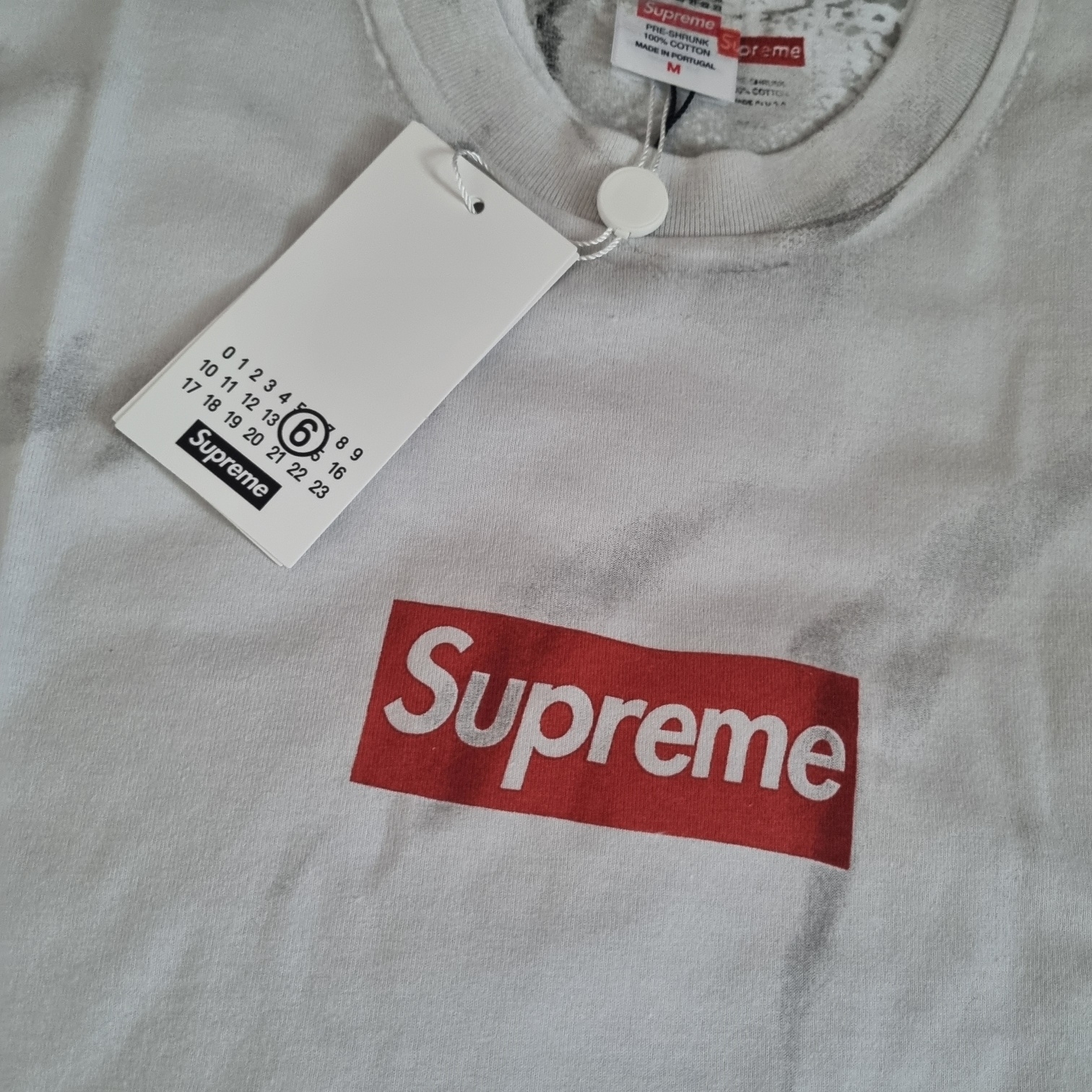 Supreme x MM6 Maison Margiela Box Logo T-Shirt White - 24SS 착용 스타일 - 2