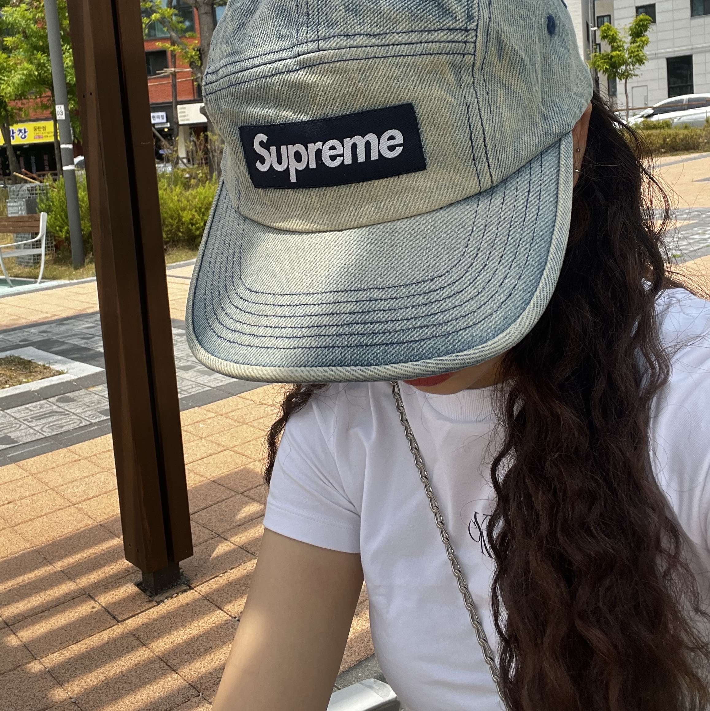 Supreme Washed Chino Twill Camp Cap Dirty Indigo - 24SS 착용 스타일