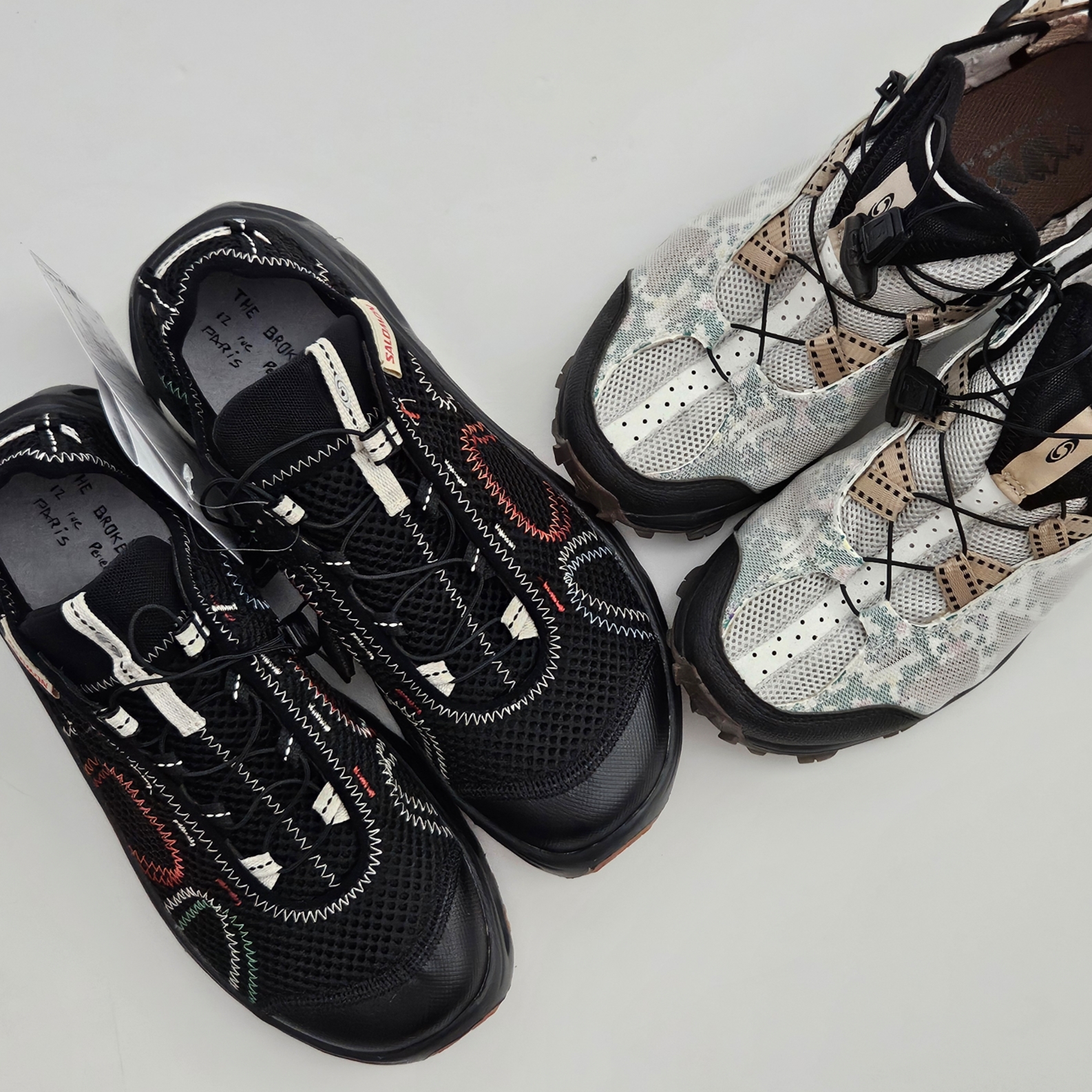 Salomon x The Broken Arm RX Travel Black Bleached Sand, Salomon x The Broken Arm Techamphibian White Black Safari 착용 스타일 - 1