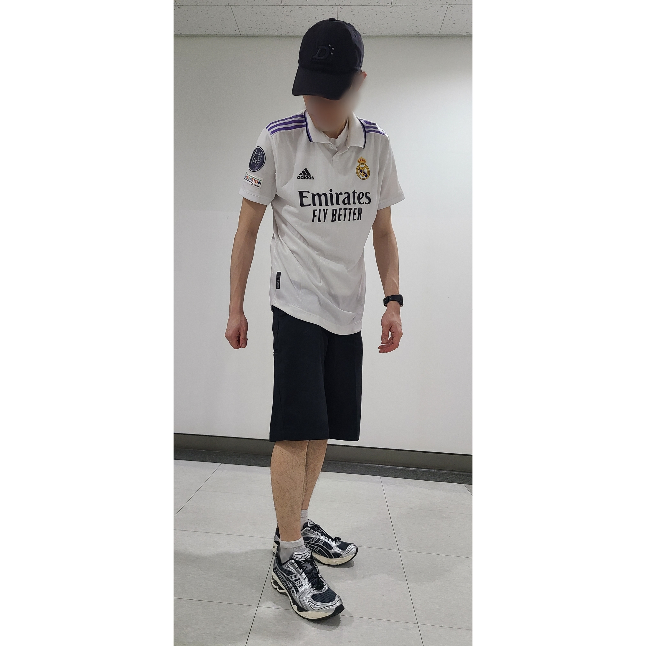 Asics Unlimited Gel-Kayano 14 Carrier Grey Black, Adidas Real Madrid 2022/23 Home Jersey White - US Sizing (Non Marking Ver.) 착용 스타일