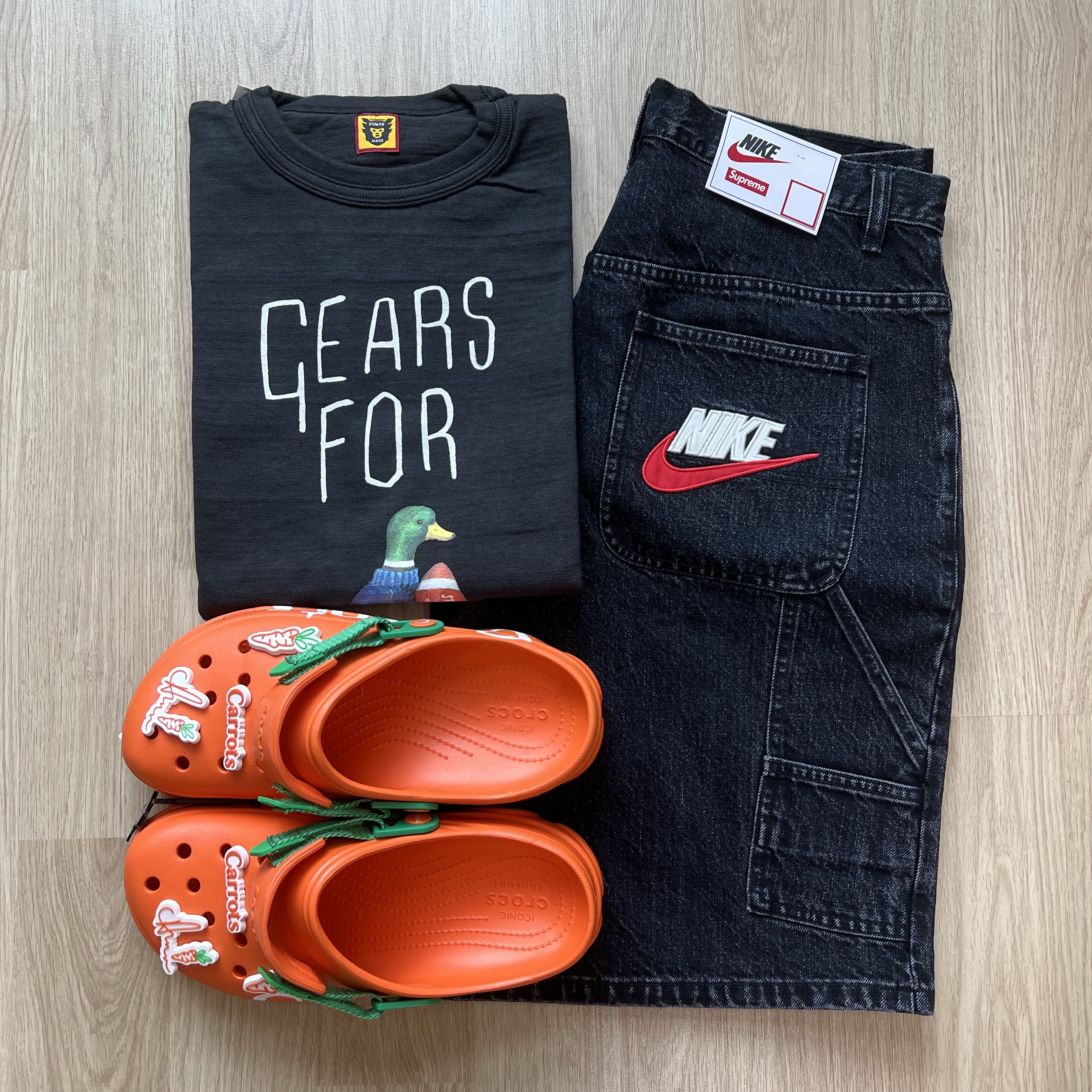Human Made Graphic T-Shirt #2 Black, Supreme x Nike Denim Short Black - 24SS 착용 스타일