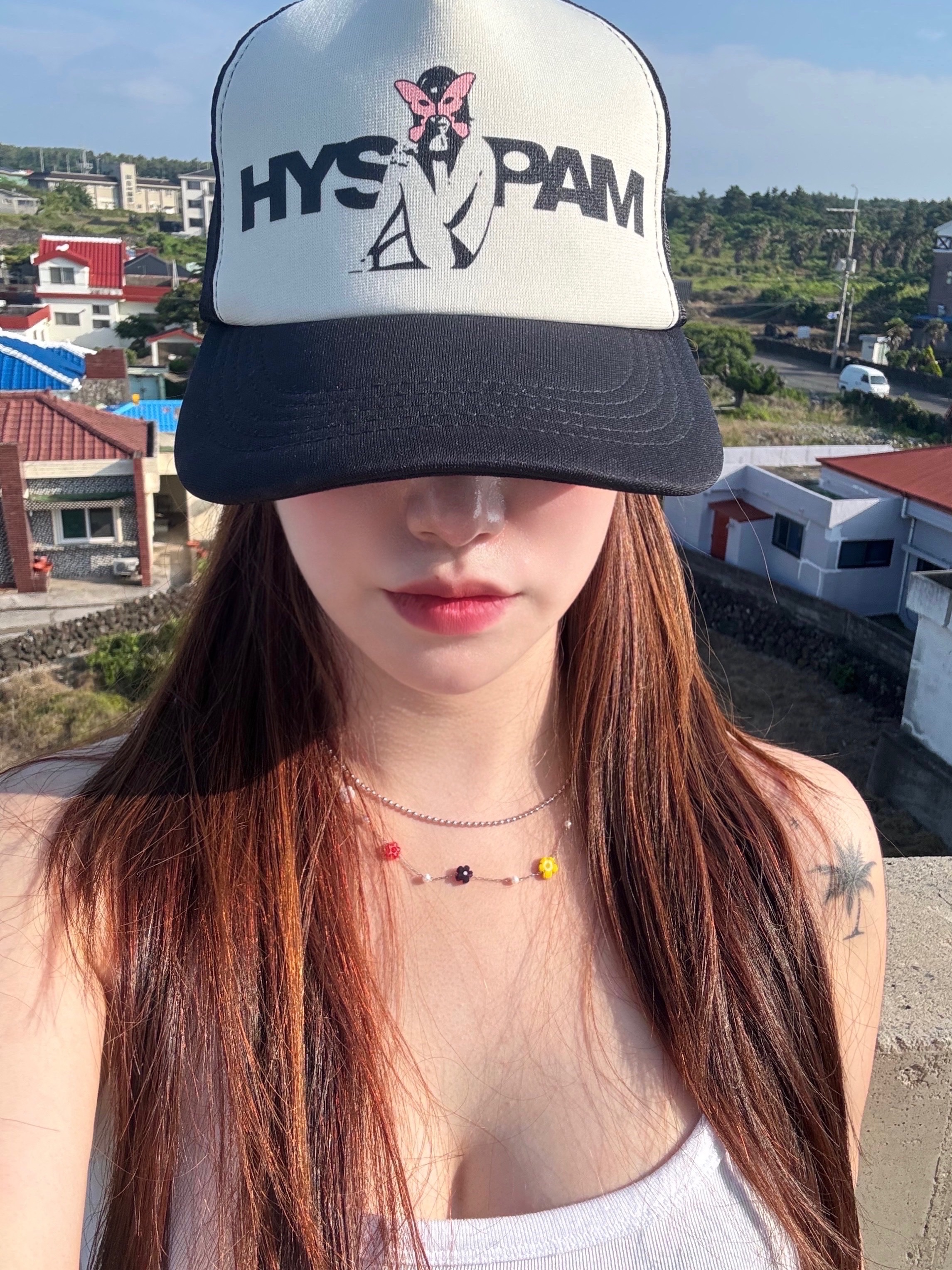 Hysteric Glamour x P.A.M Alien Girl Mesh Cap Black, Hysteric Glamour x P.A.M Alien Girl Mesh Cap Pink 착용 스타일