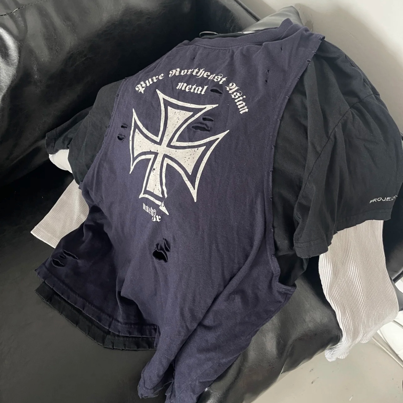 Project G/R x MFM333. 3 Layered Long Sleeve Navy 착용 스타일