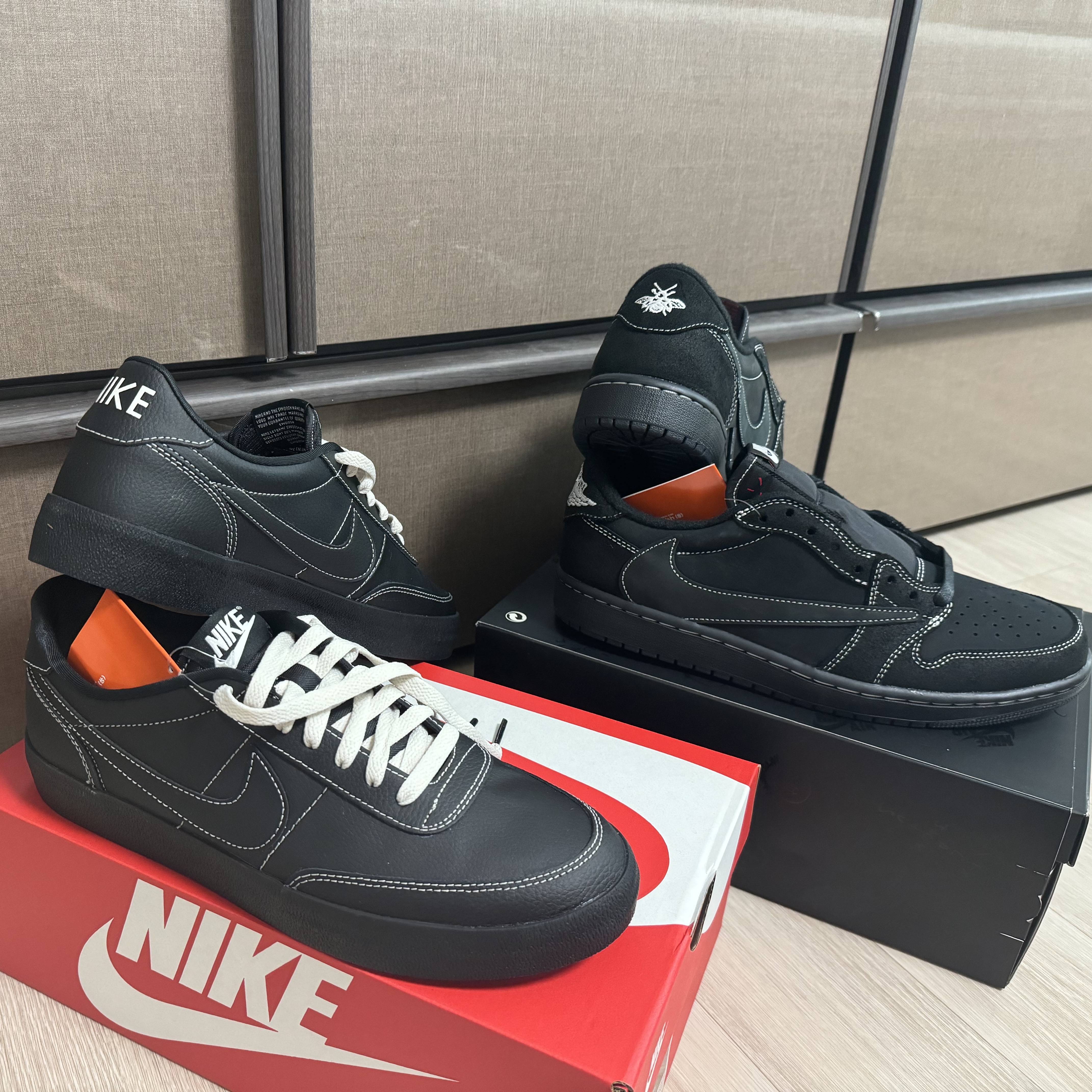 Nike Killshot 2 Black Phantom, Jordan 1 x Travis Scott Retro Low OG SP Black Phantom 착용 스타일