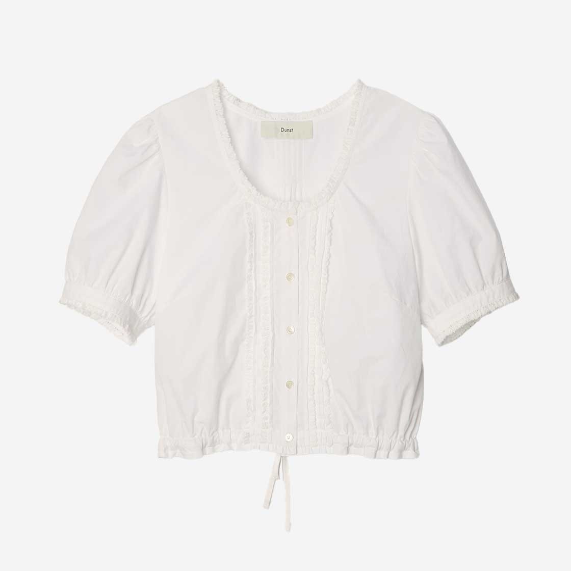 Dunst Shirring Ribboned Blouse White 상세 이미지 1