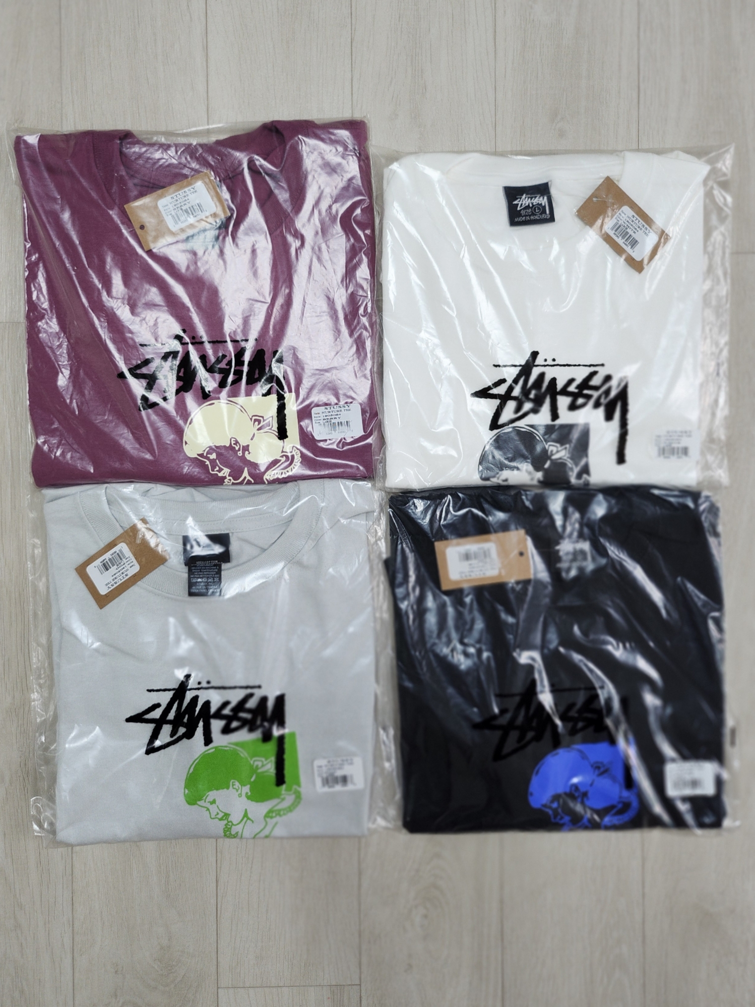 Stussy Nurture T-Shirt White, Stussy Nurture T-Shirt Berry 착용 스타일 - 3