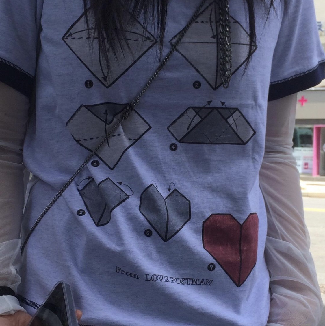 Problemallways Love Postman T-Shirt Melange Gray 착용 스타일 - 1