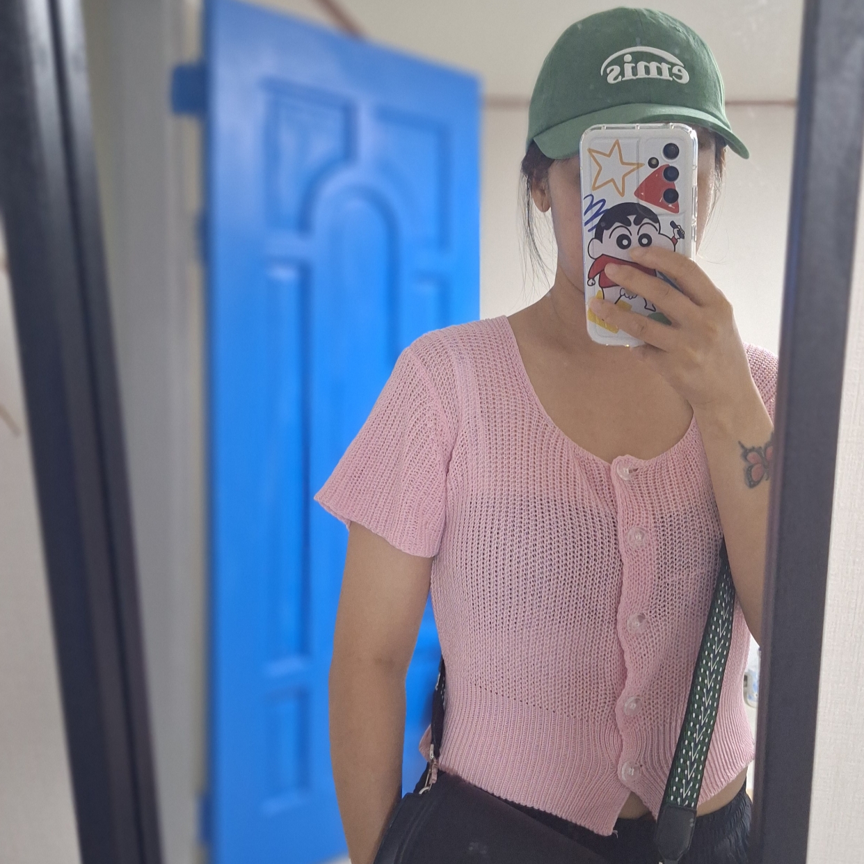 Emis New Logo Emis Cap Green 착용 스타일 - 5