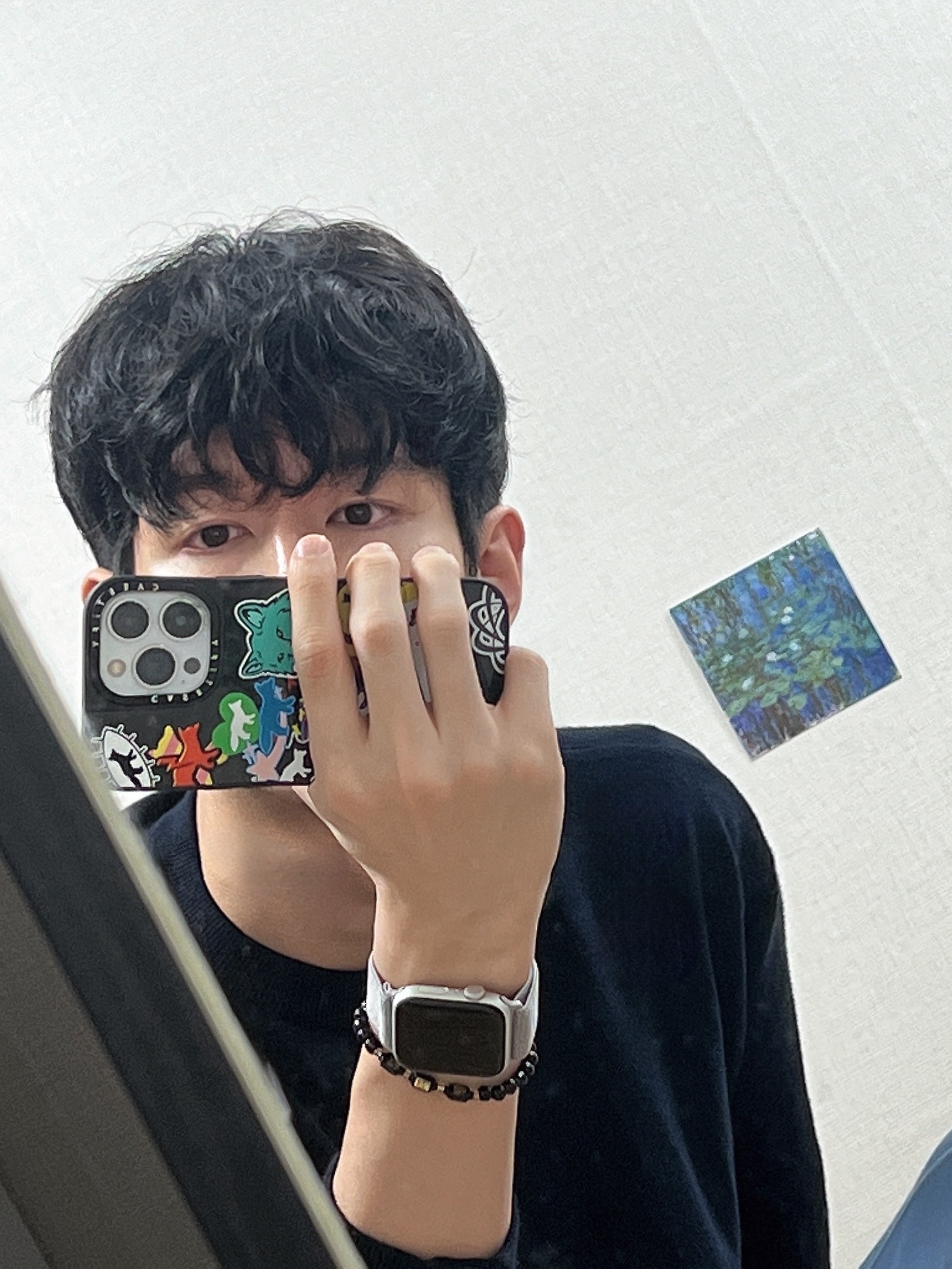 Casetify x Maison Kitsune iPhone Stickers Magsafe Mirror Case Black 착용 스타일 - 2