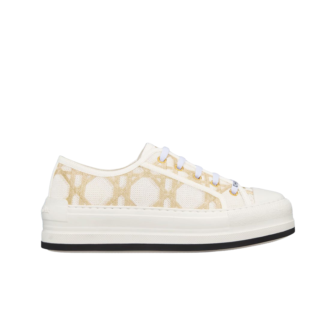 KCK385MCX-S49K (W) Dior Walk'n'Dior Platform Sneakers Cotton Embroidered With Macrocannage Motif White