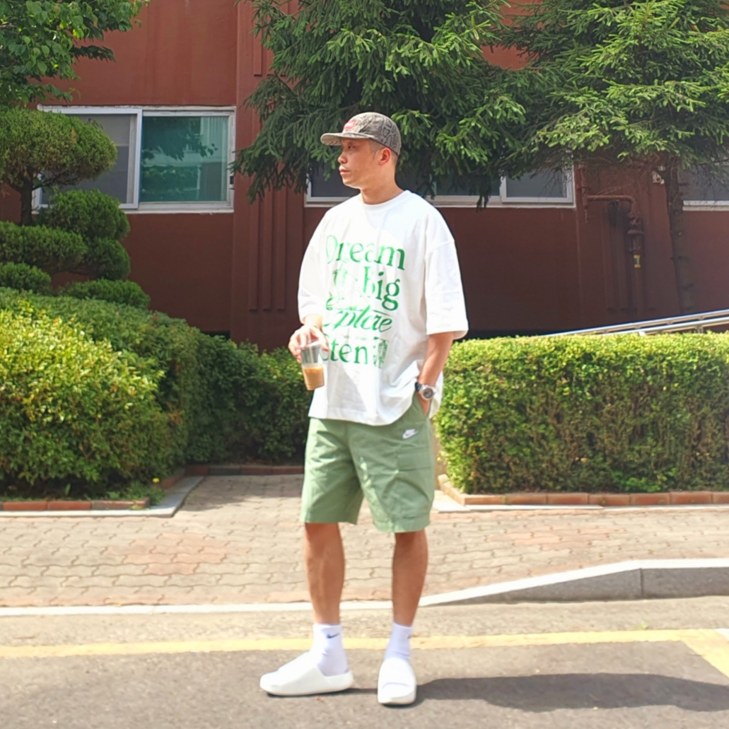 Nike Calm Slide Sail, Supreme Washed Chino Twill Camp Cap Snake - 24SS 착용 스타일 - 1