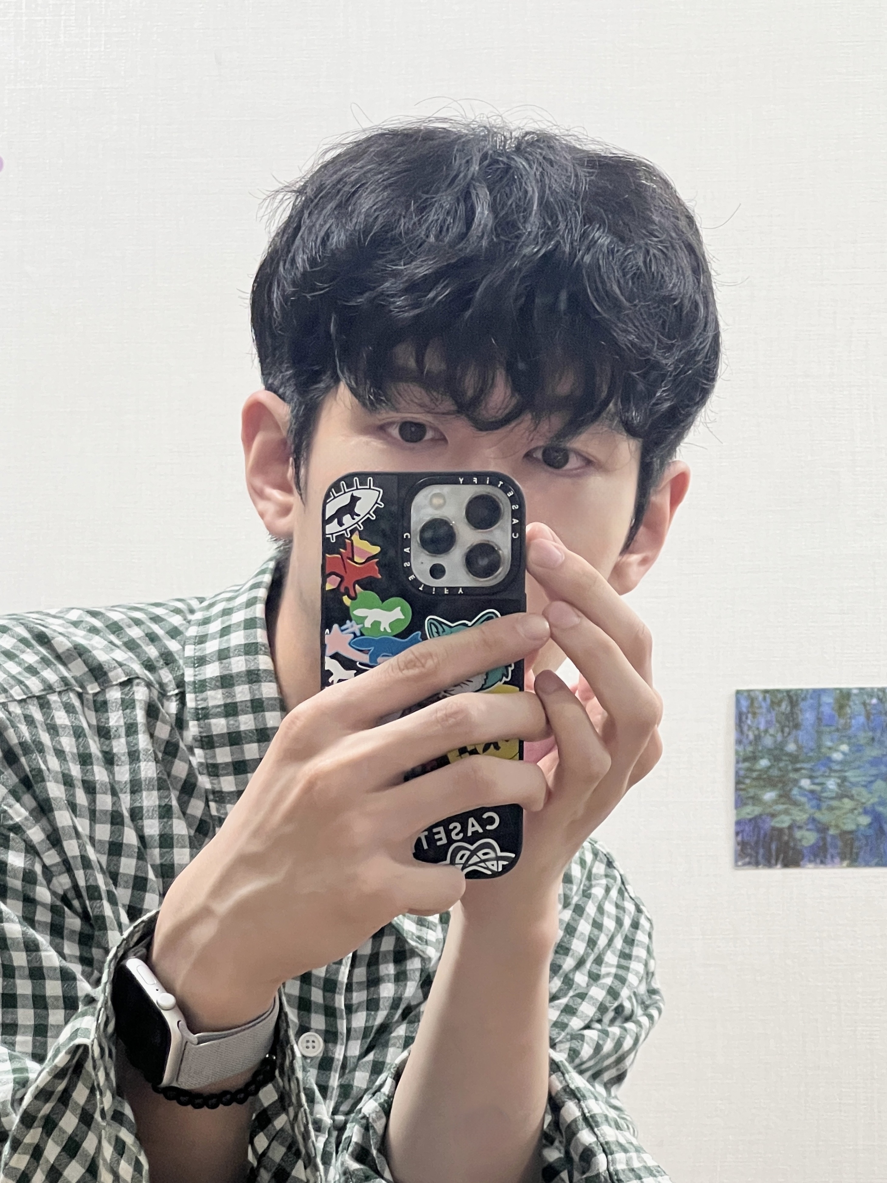 Casetify x Maison Kitsune iPhone Stickers Magsafe Mirror Case Black 착용 스타일 - 1