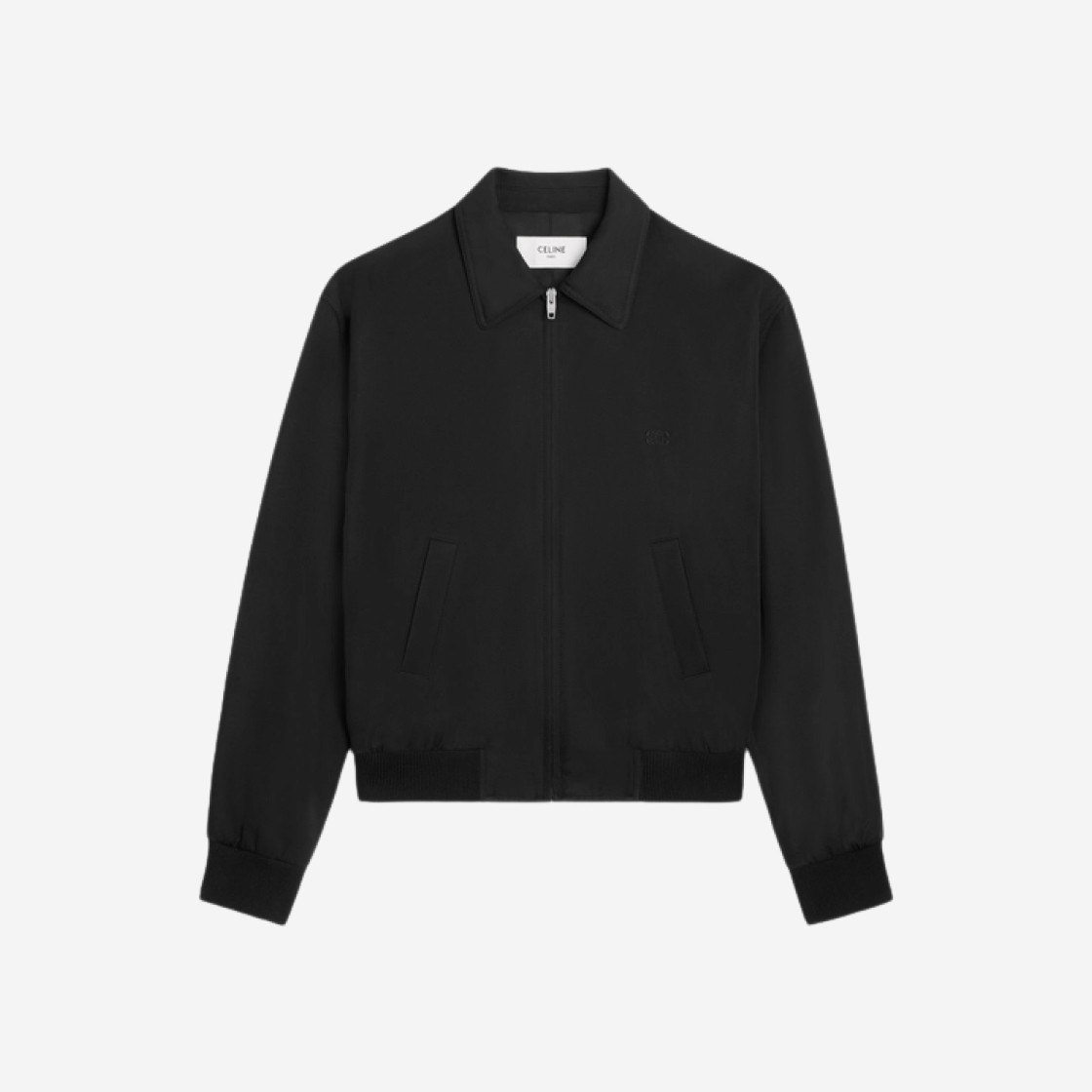 Celine Triomphe Blouson Jacket in Rayon Twill Jet Black 상세 이미지 1